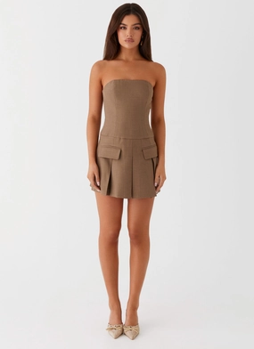 Soul Warm Deal-Breaker Mini Dress - Brown Beige
