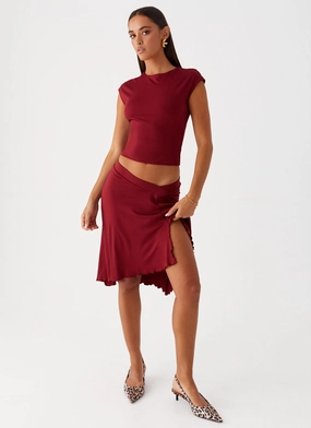 Festival Outfit Shes A Lady Midi Skirt - Red