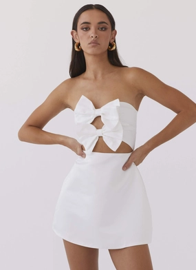 Cozy Style Tall-Fit Girl Crush Bow Mini Dress - White