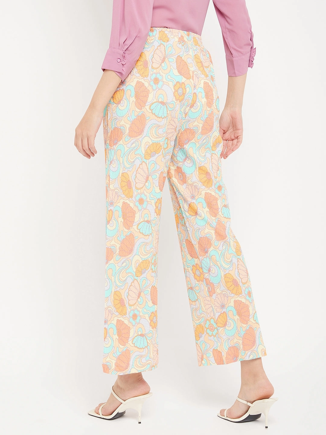 Madame Floral Flared Trousers Tapered leg Comfortable Leg
