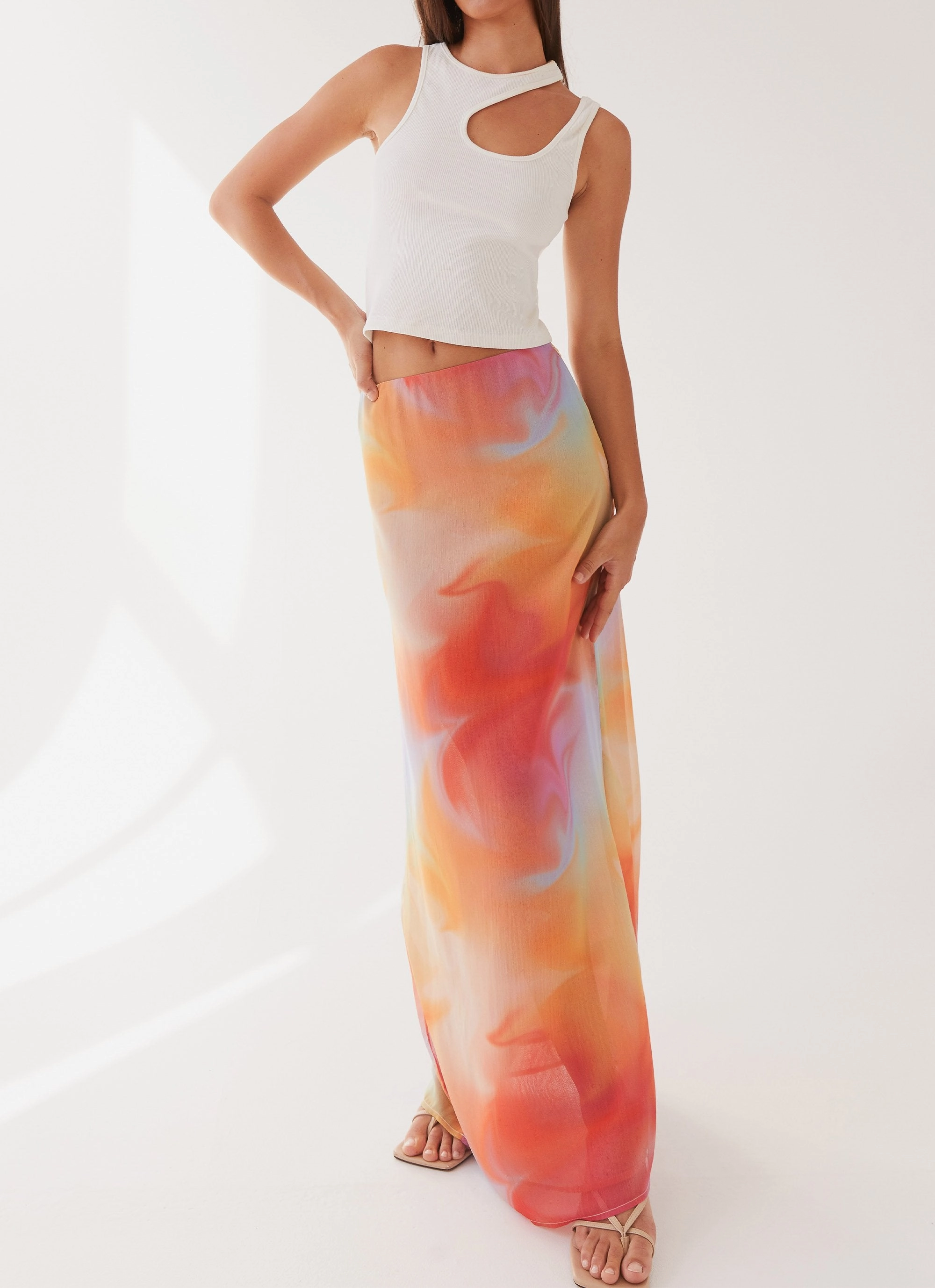 Fair trade Natural Look Sunlight Cascade Maxi Skirt - Rainbow Radiance