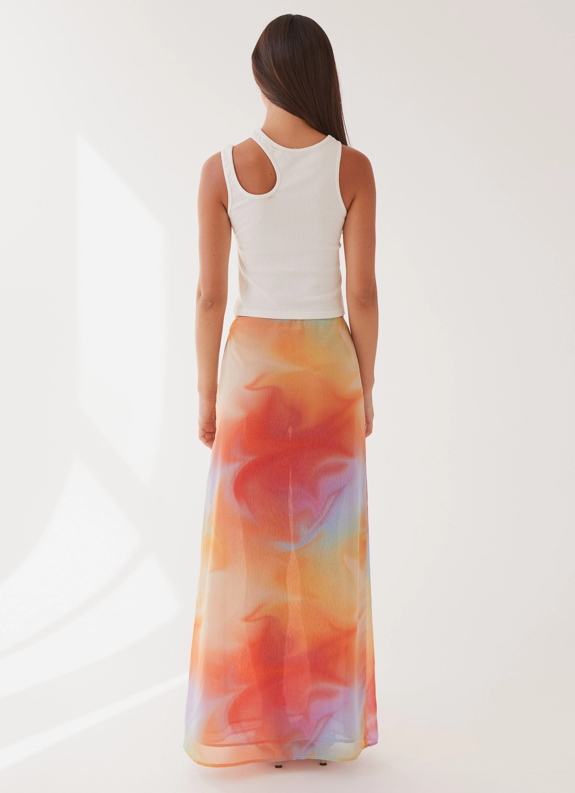 Gentle Flow Sunlight Cascade Maxi Skirt - Rainbow Radiance