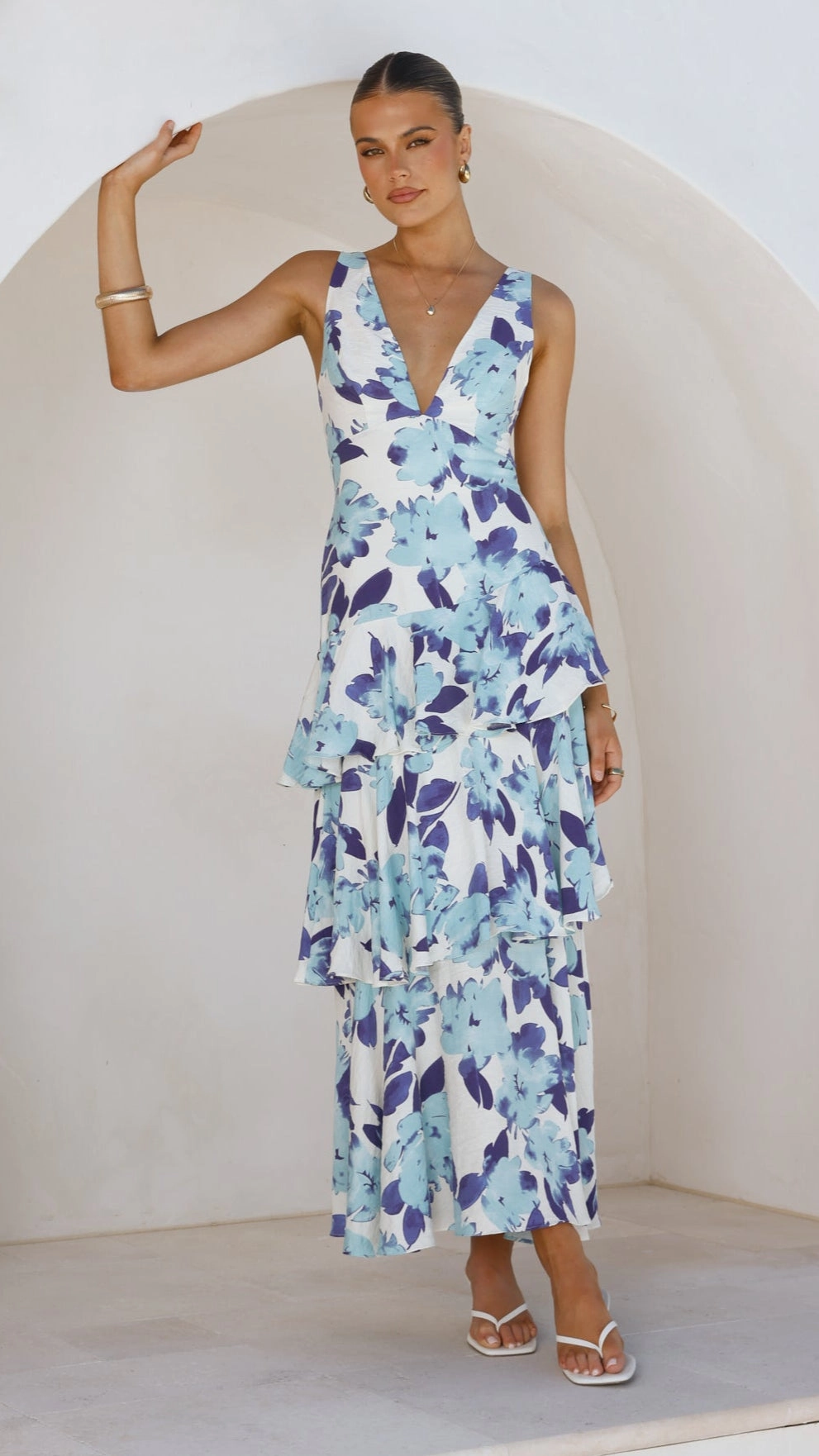 Stasie Maxi Dress - Blue Floral Lux Look