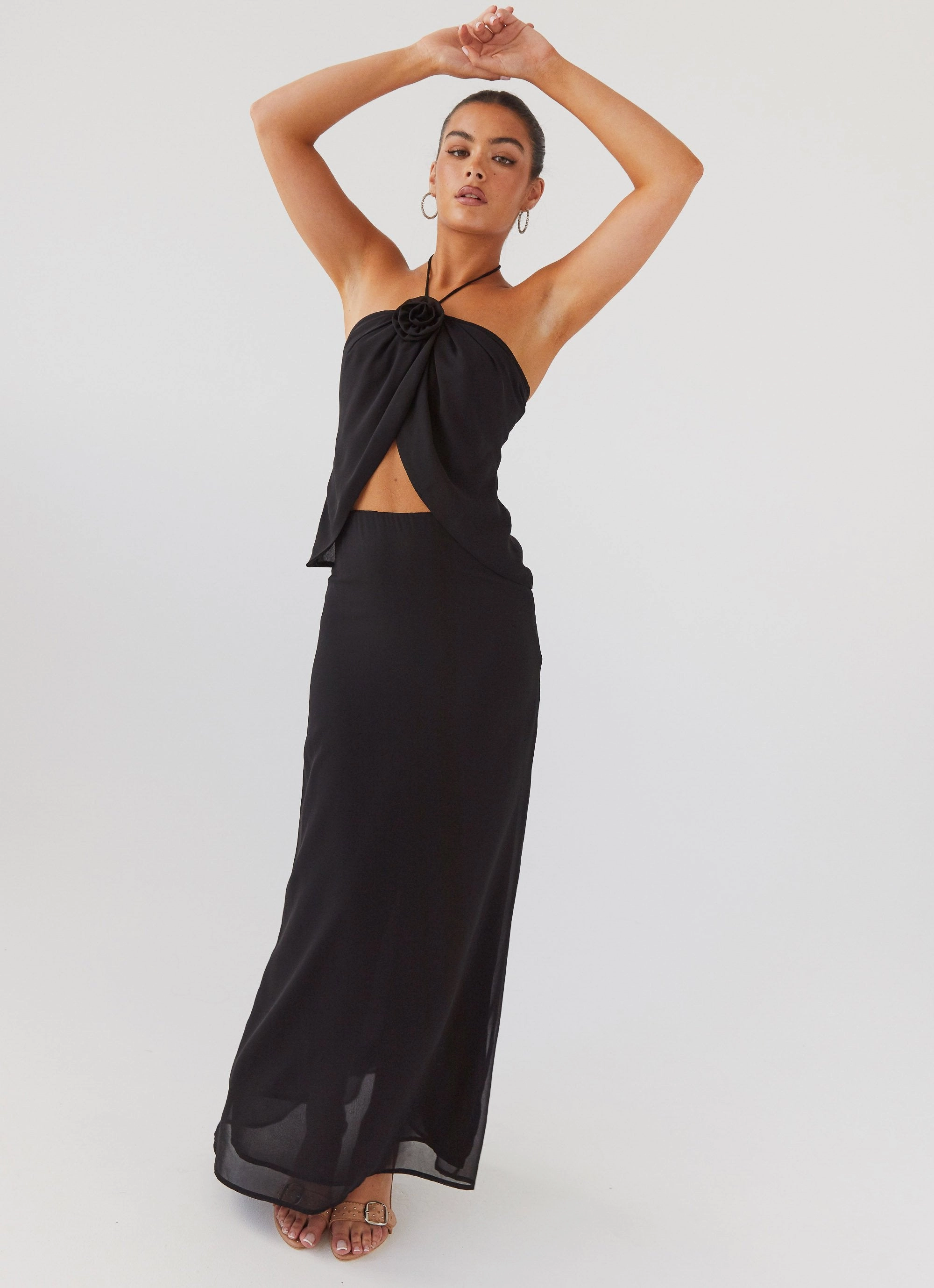 Corduroy texture Nightfall Maxi Skirt - Midnight