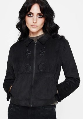 Rite Celestial Embroidered Suedette Jacket Rubberized Edging