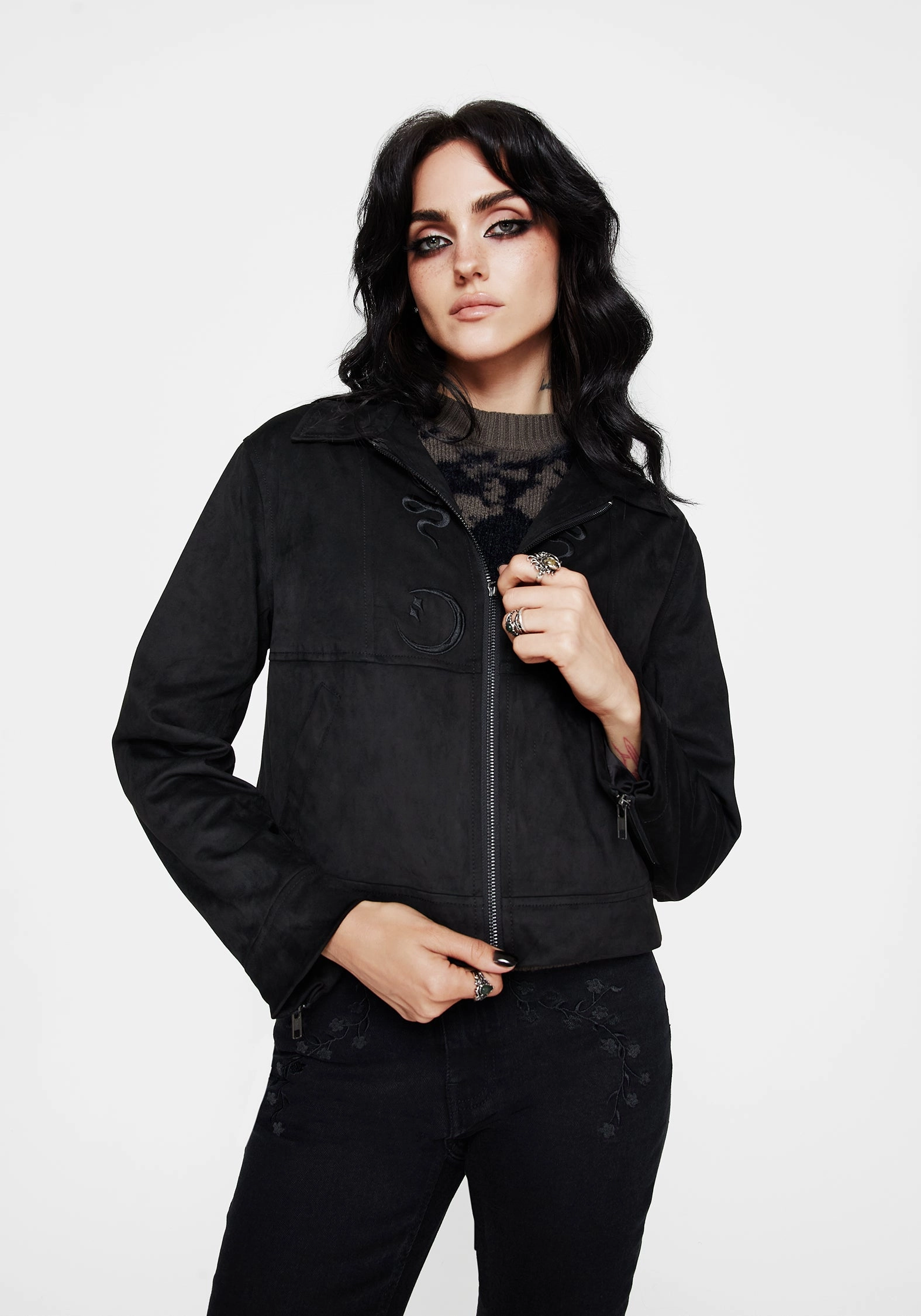 Compact Storage Rite Celestial Embroidered Suedette Jacket