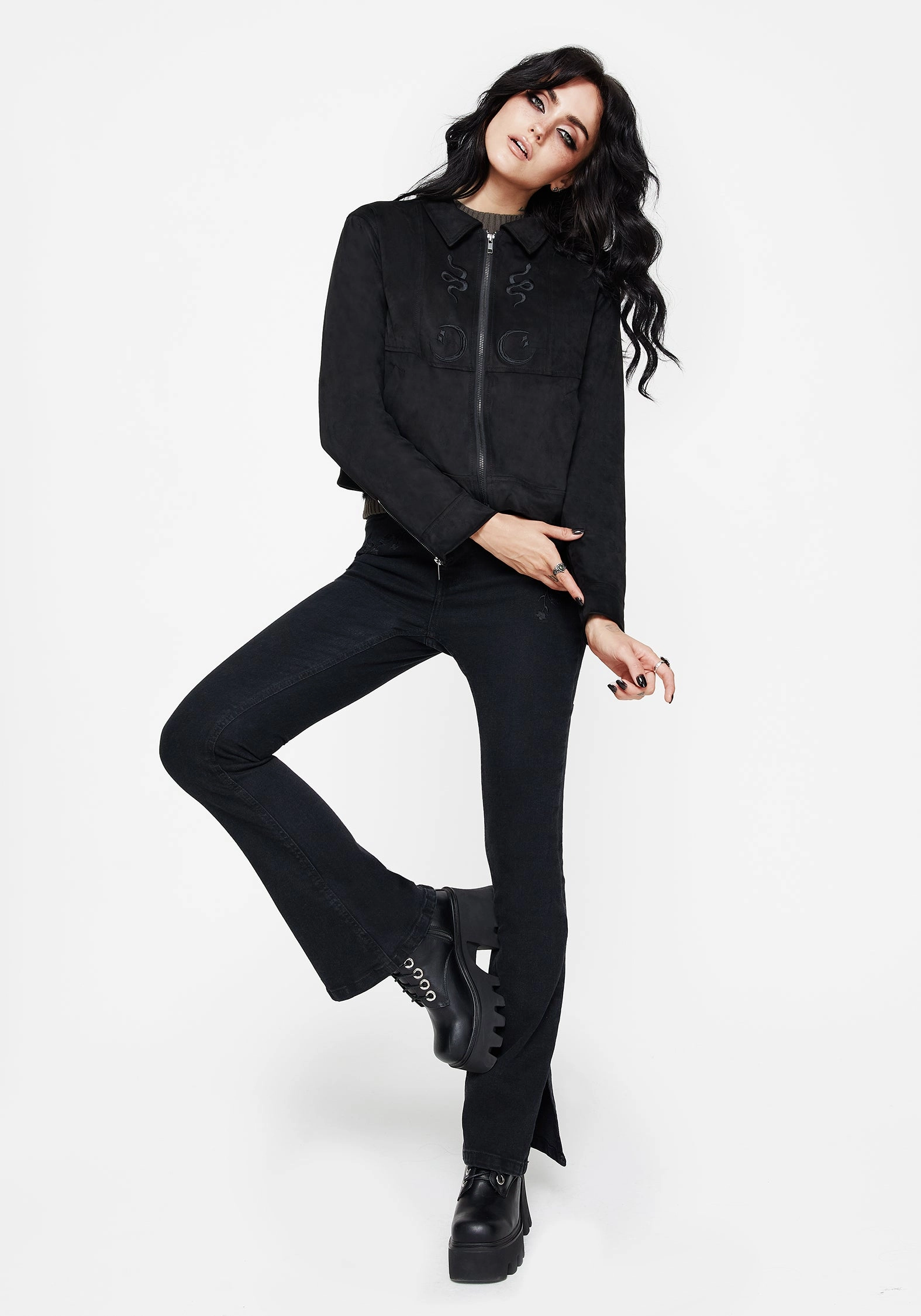 Rite Celestial Embroidered Suedette Jacket Detachable Layer TemperatureRegulating Fabric