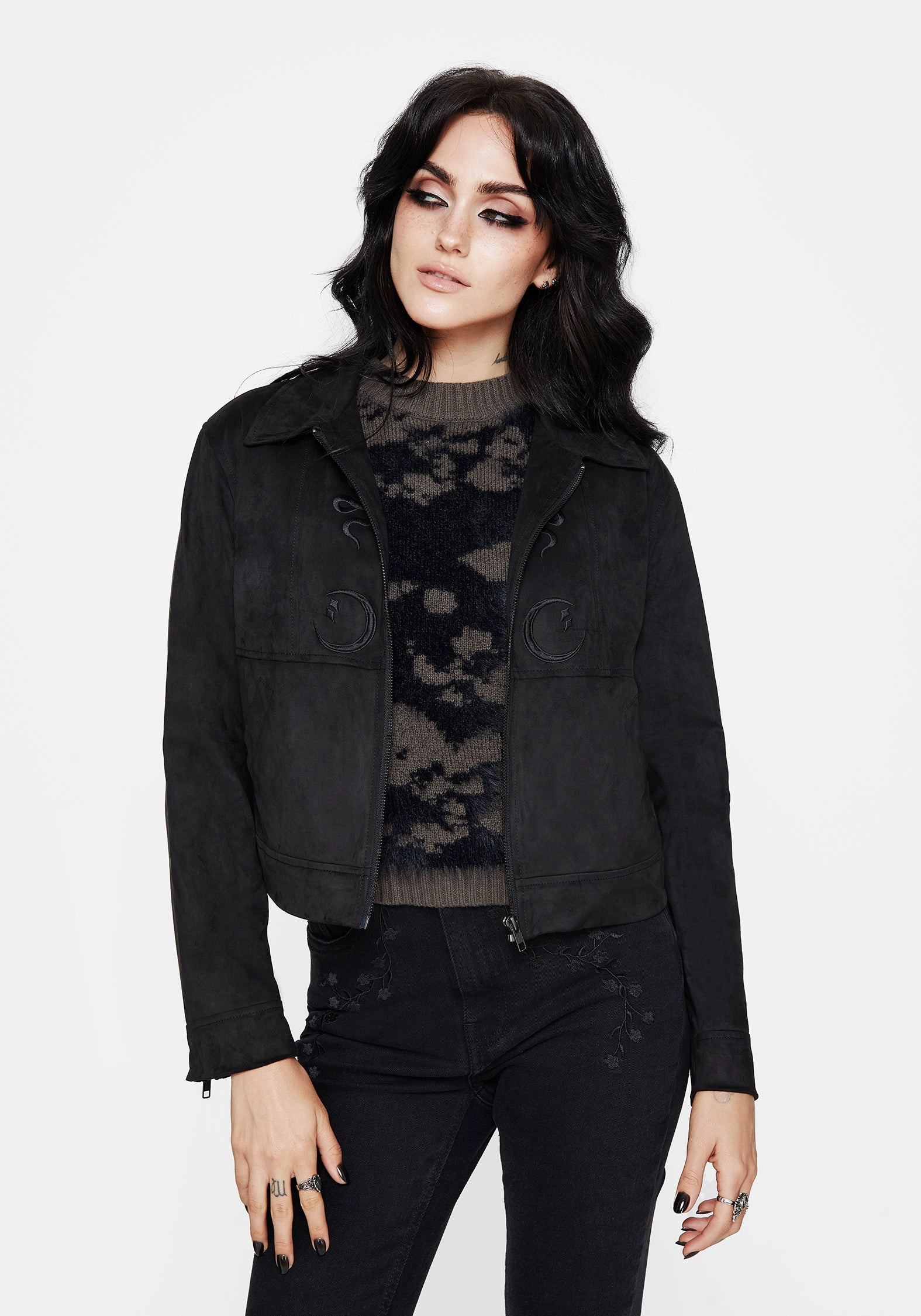 Rite Celestial Embroidered Suedette Jacket Lightweight Design