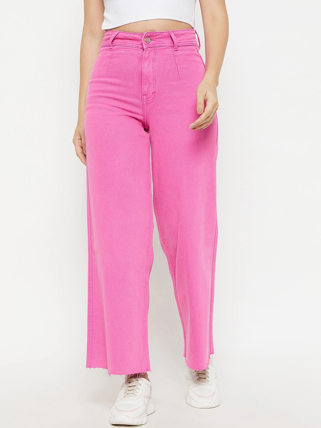 Natural Style Student Outfit Work Ready Madame Pink Solid Denim