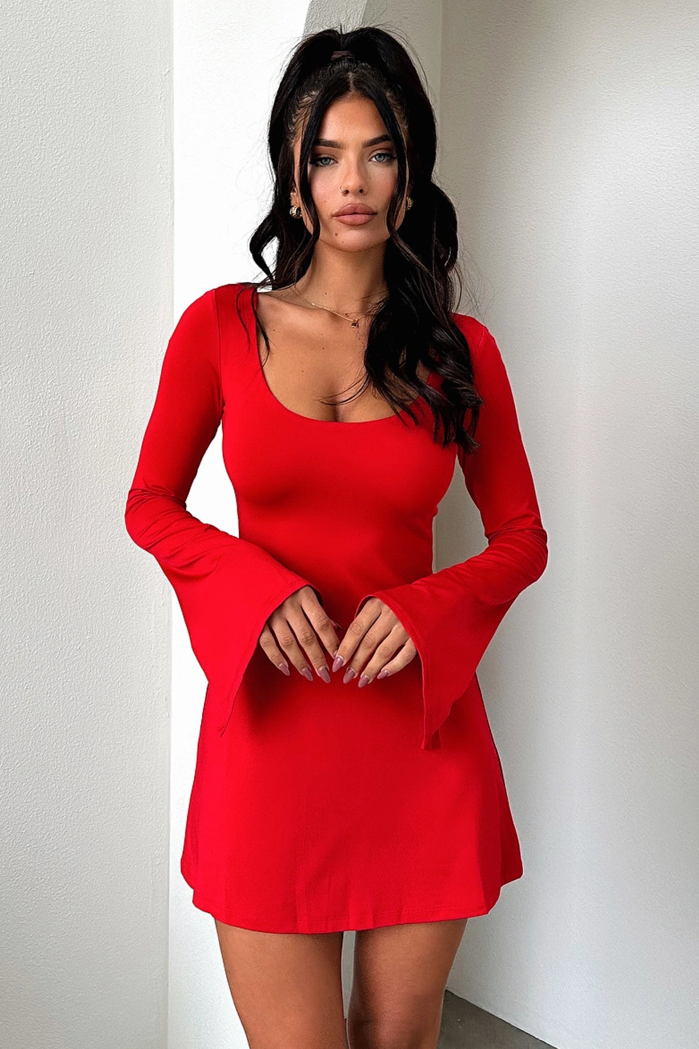 Marcia Long Sleeve Dress - Red Autumn Ready