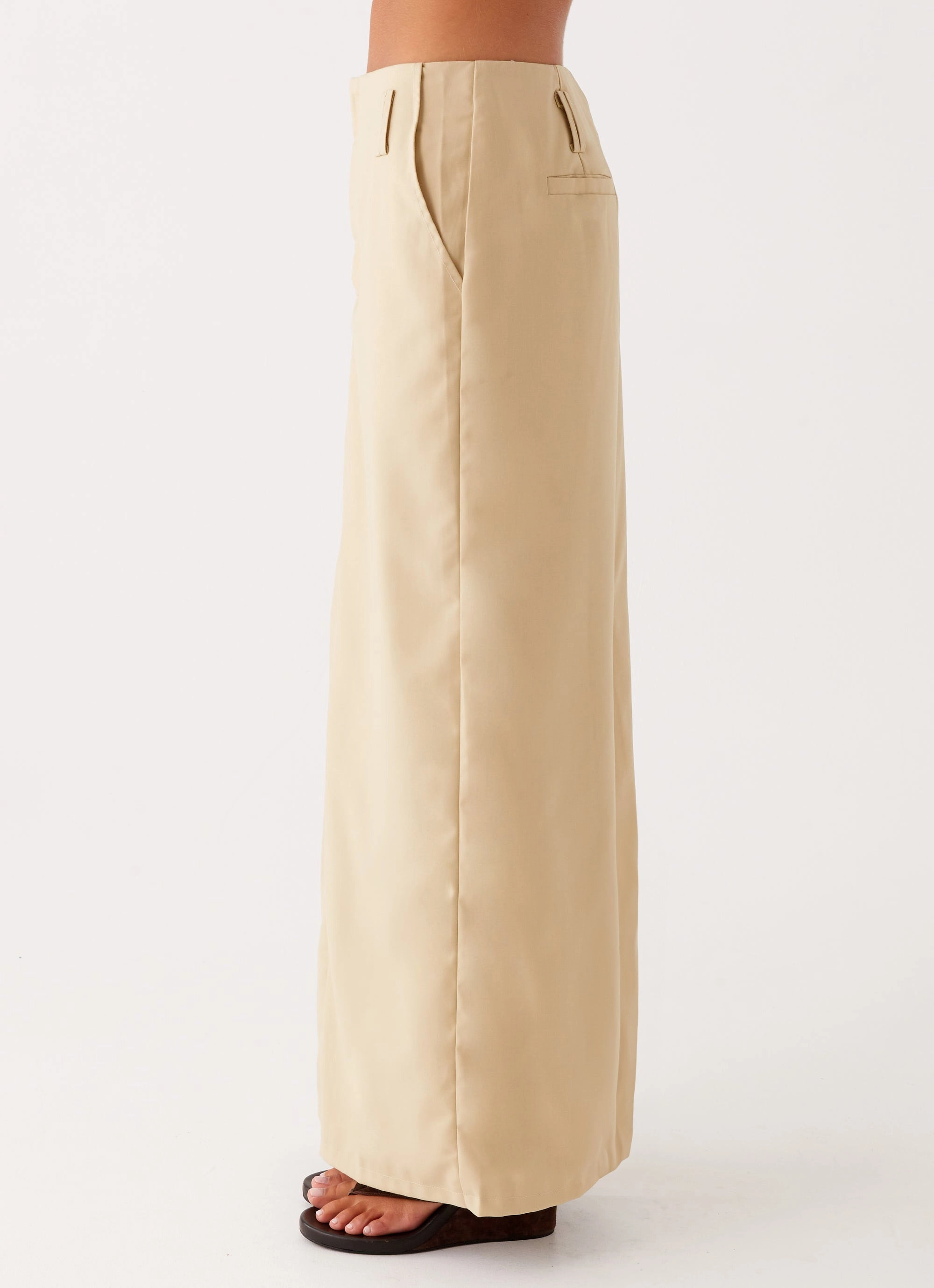 Neutrals Only Adjustable drawstring Stella Tailored Maxi Skirt - Beige