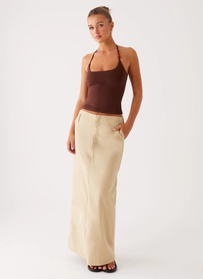 Designer Label Stella Tailored Maxi Skirt - Beige