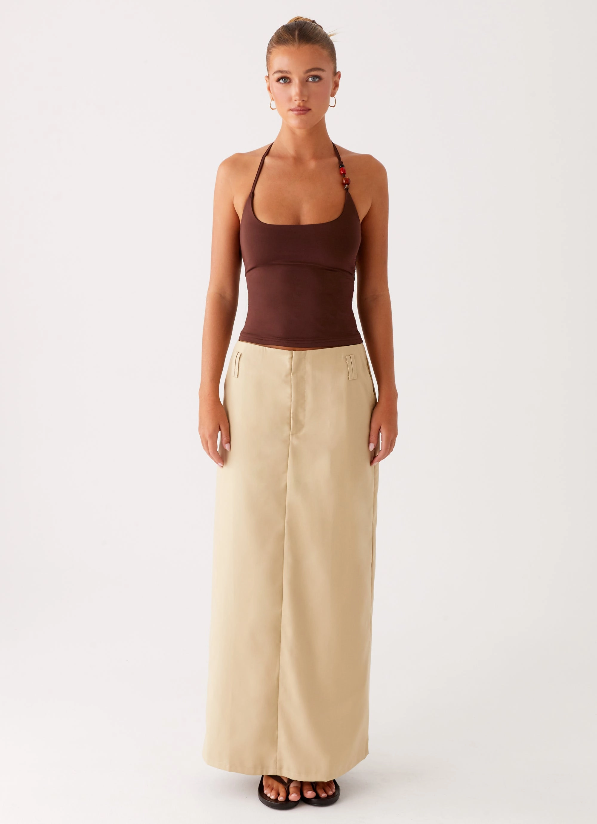 Texture Play Stella Tailored Maxi Skirt - Beige
