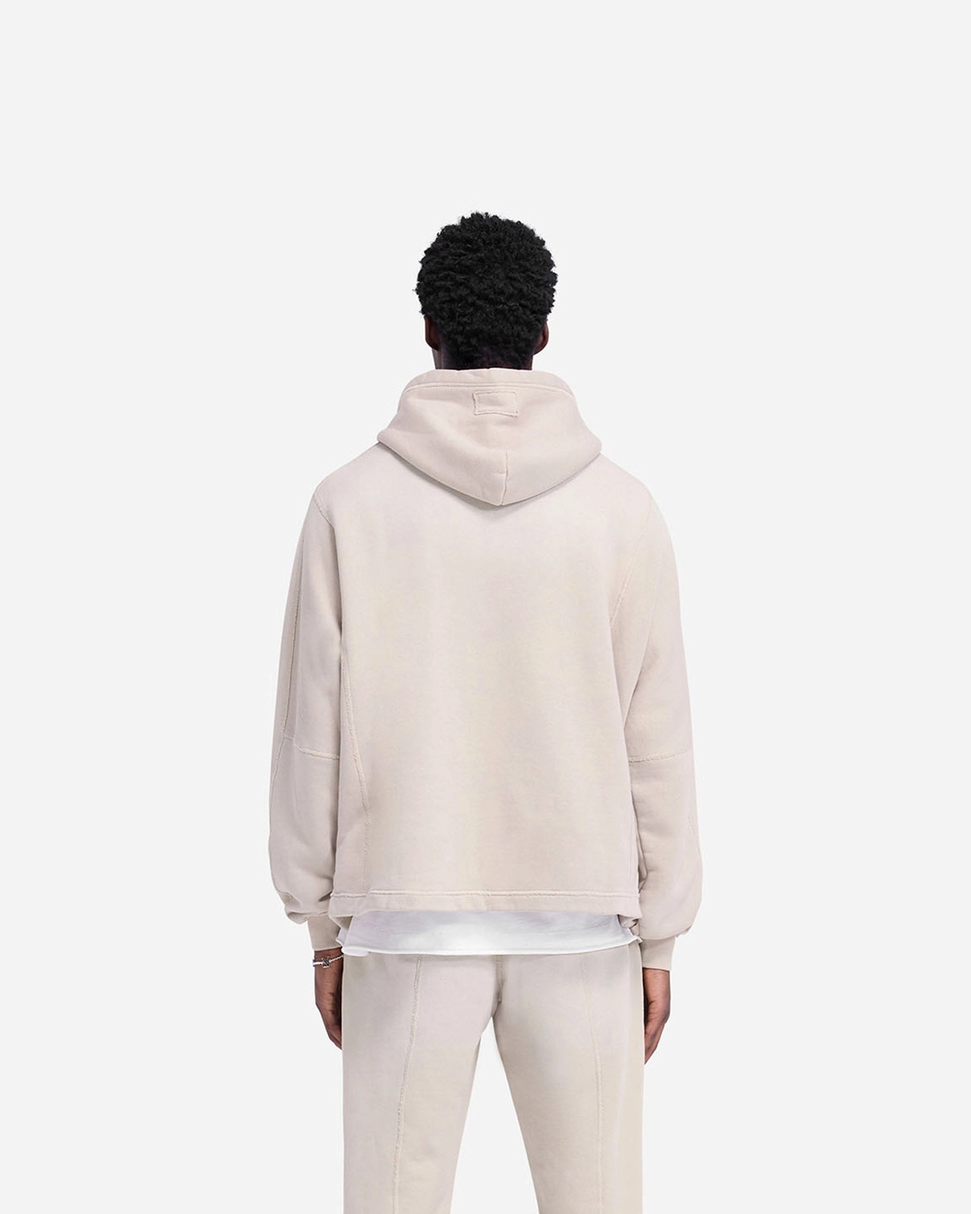 rhinestone accents Stepped Hem Hoodie - Oat