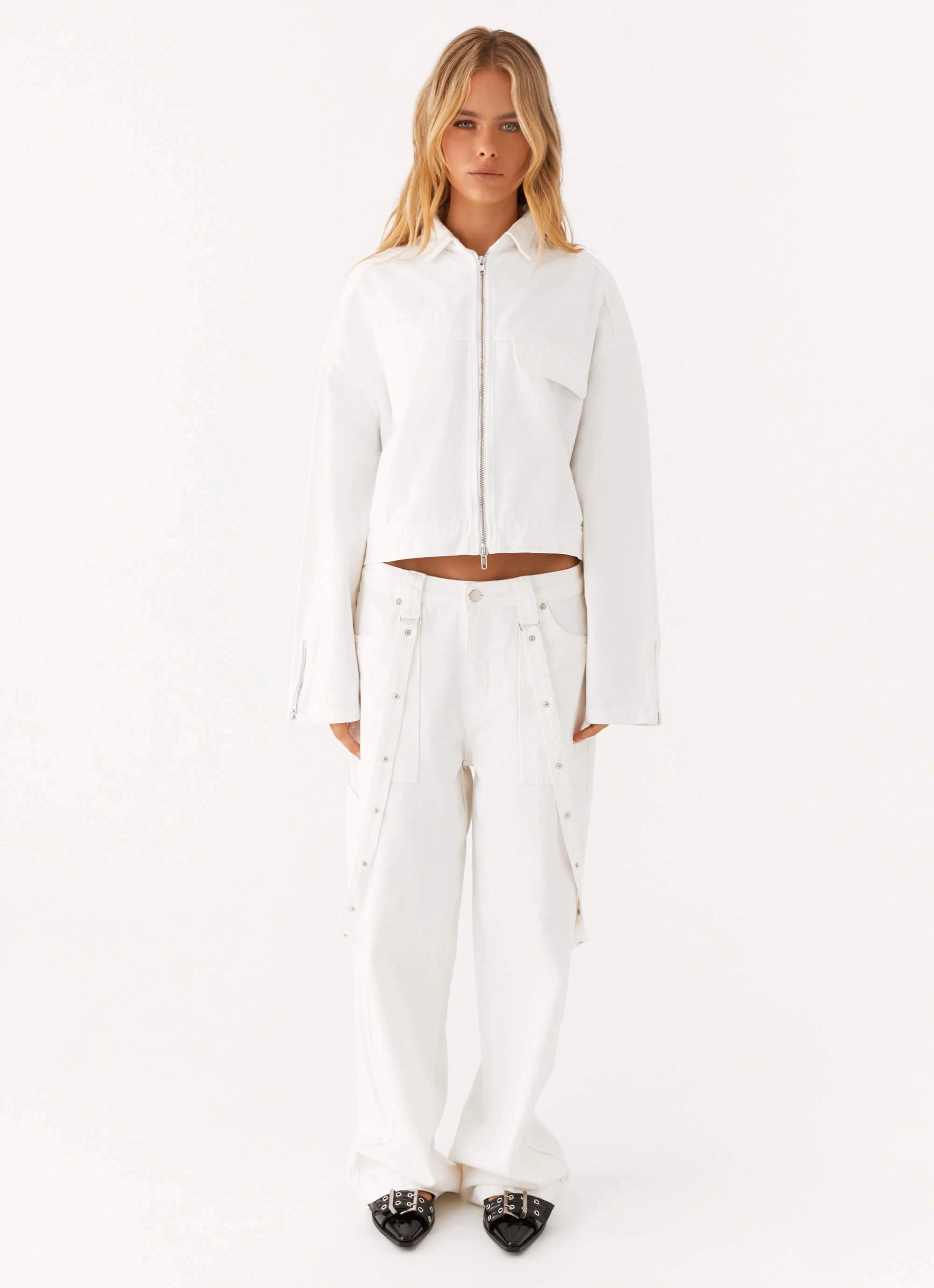 Stormy Oversized Denim Jacket - White ReflectiveDetails