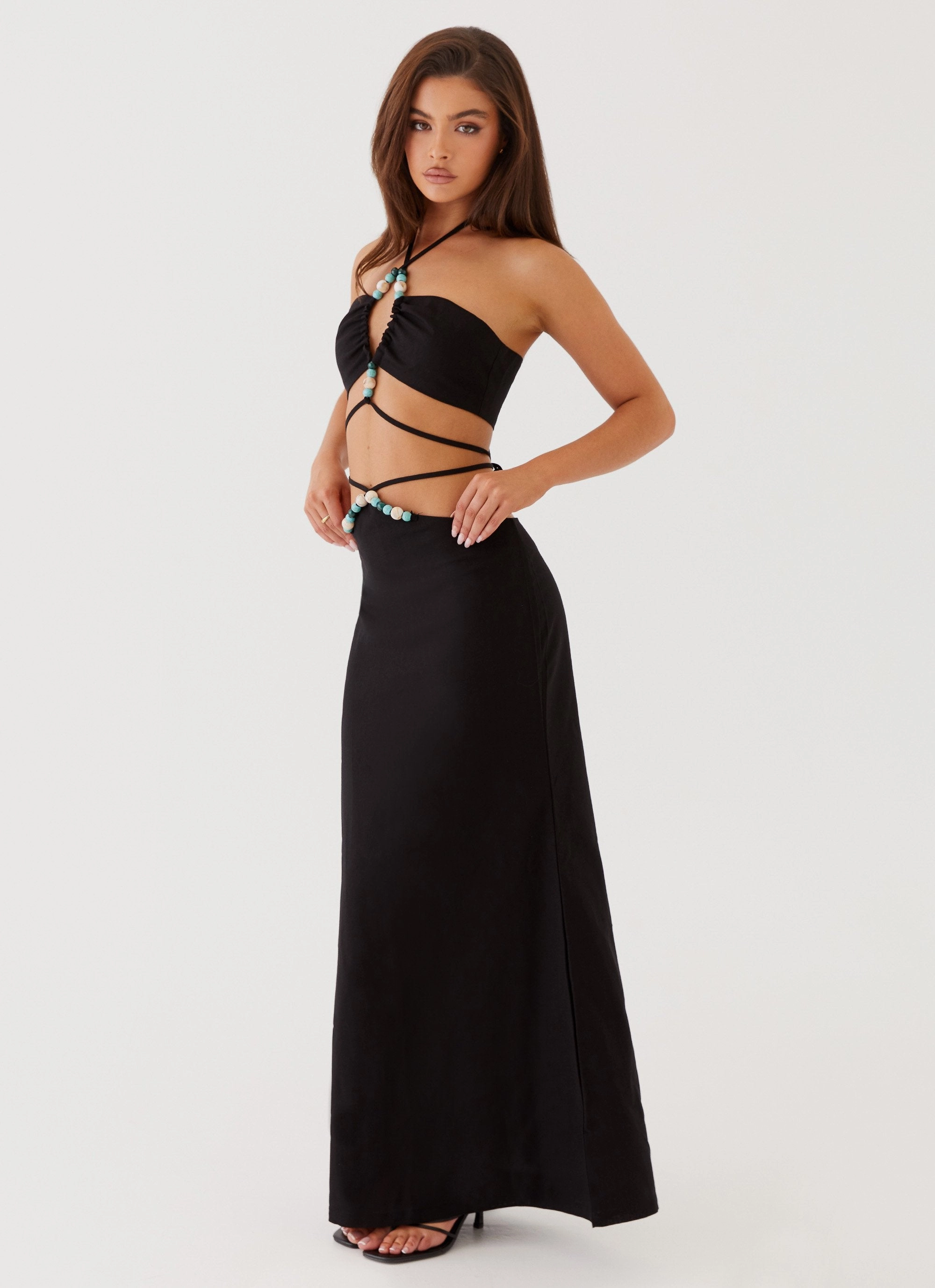 Neveah Beaded Maxi Skirt - Black Easy Motion Style Moment