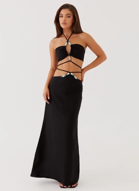Neveah Beaded Maxi Skirt - Black Comfy Style