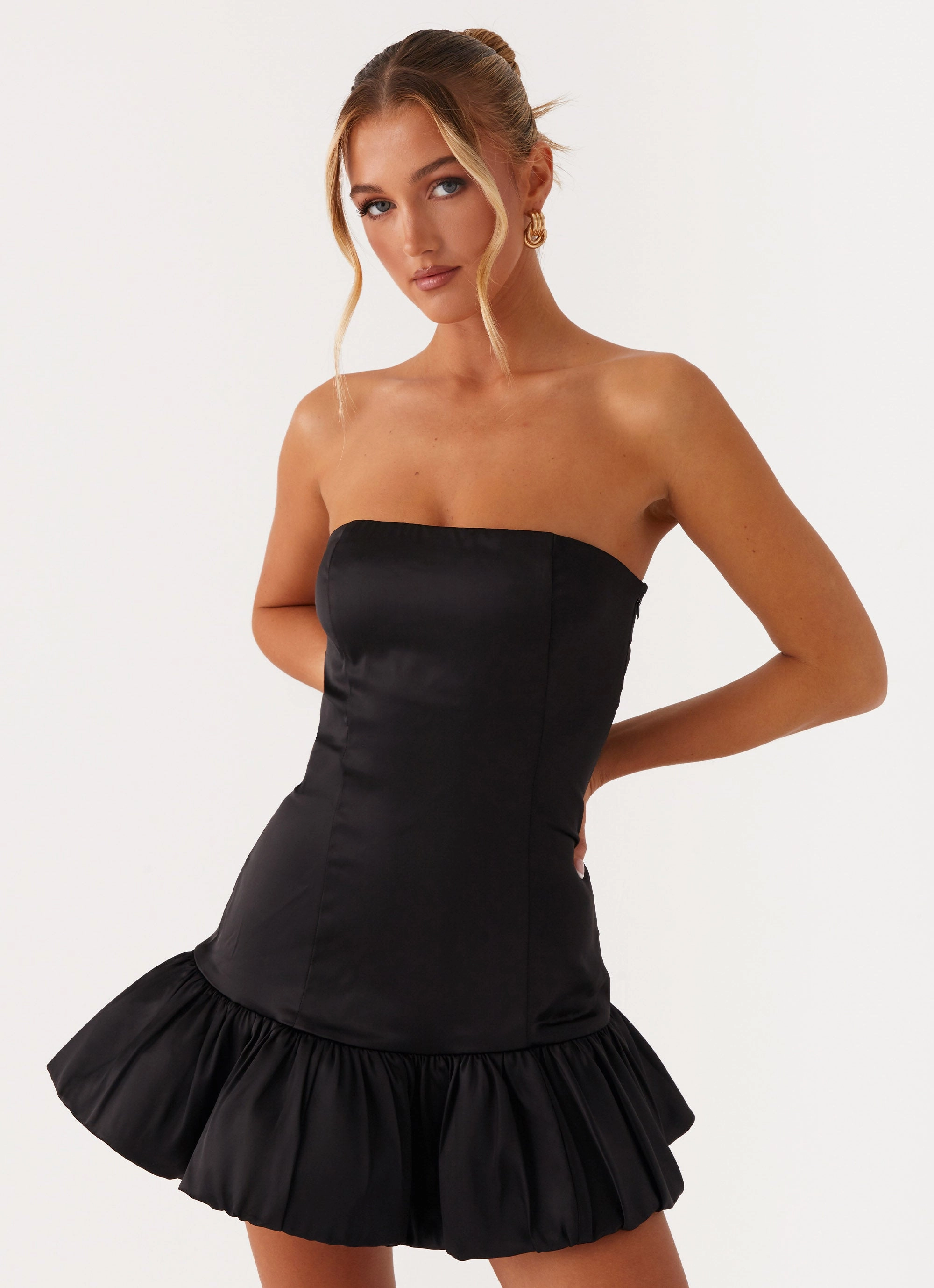 Functional Fit Bishop-Sleeve Dancing Queen Mini Dress - Black