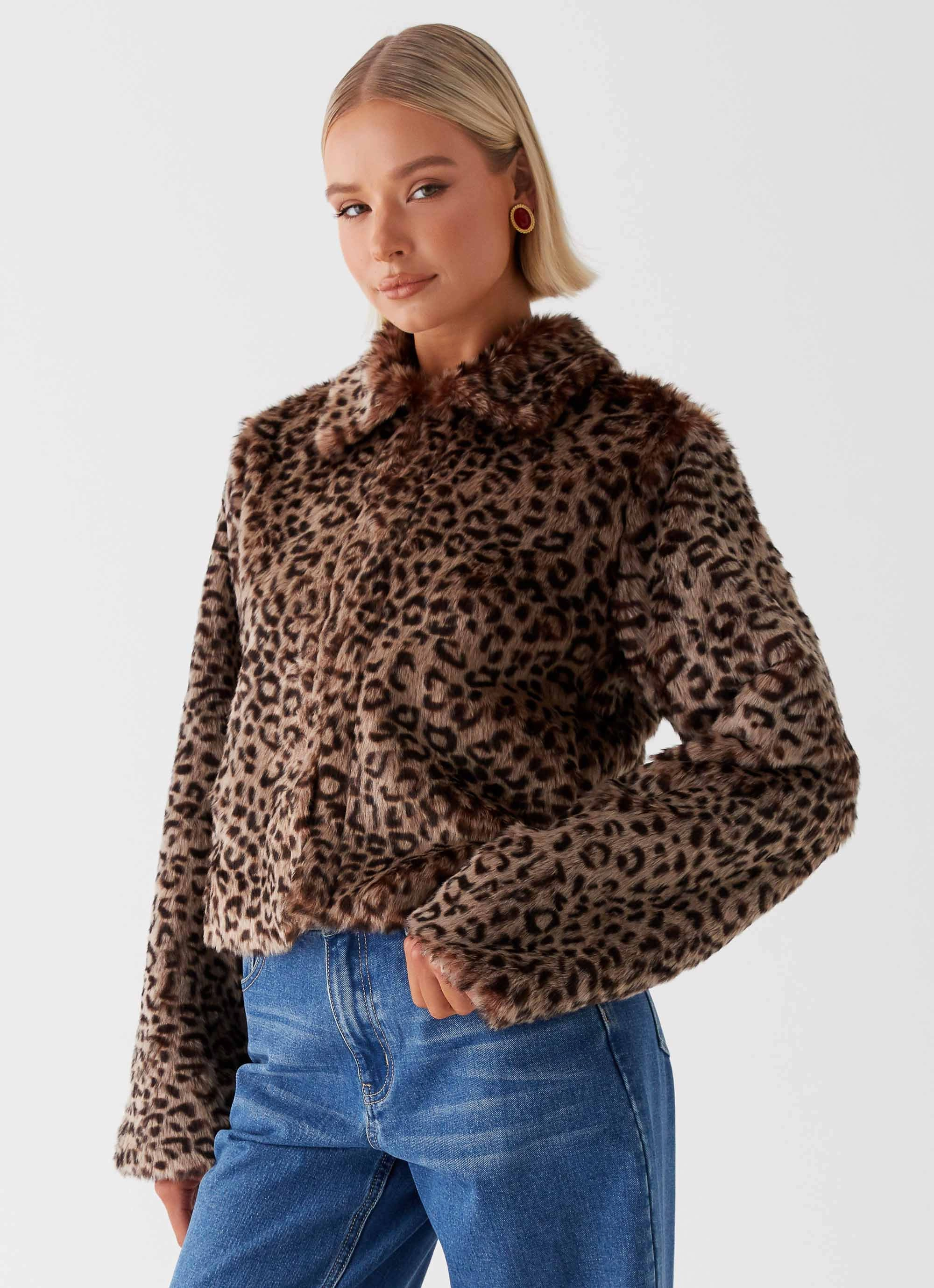 Anti Pilling Texture Raleigh Fur Jacket - Leopard