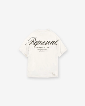 Represent Owners Club Script T-Shirt - Flat White Moisture Control Fabric