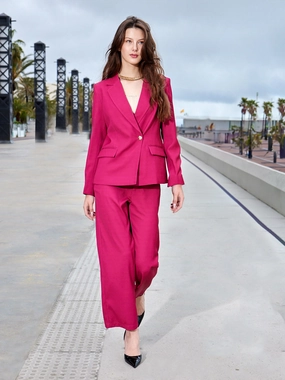 FlexFoamPadding Comfy Cut Madame Straight Fit Flared Hot Pink Trousers
