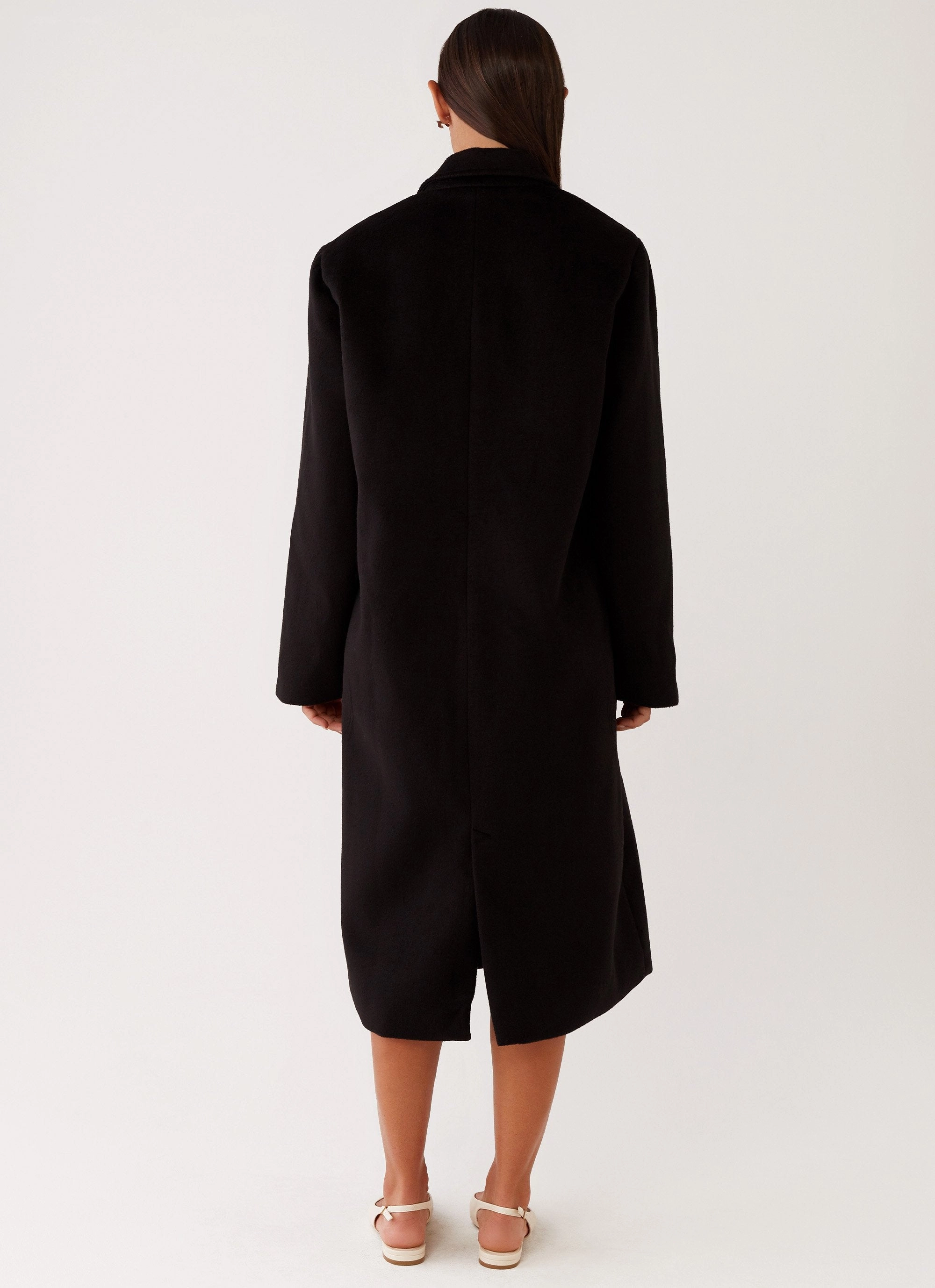 Trendy Feel Hypoallergenic Interior Layer Gianni Double Breast Coat - Black