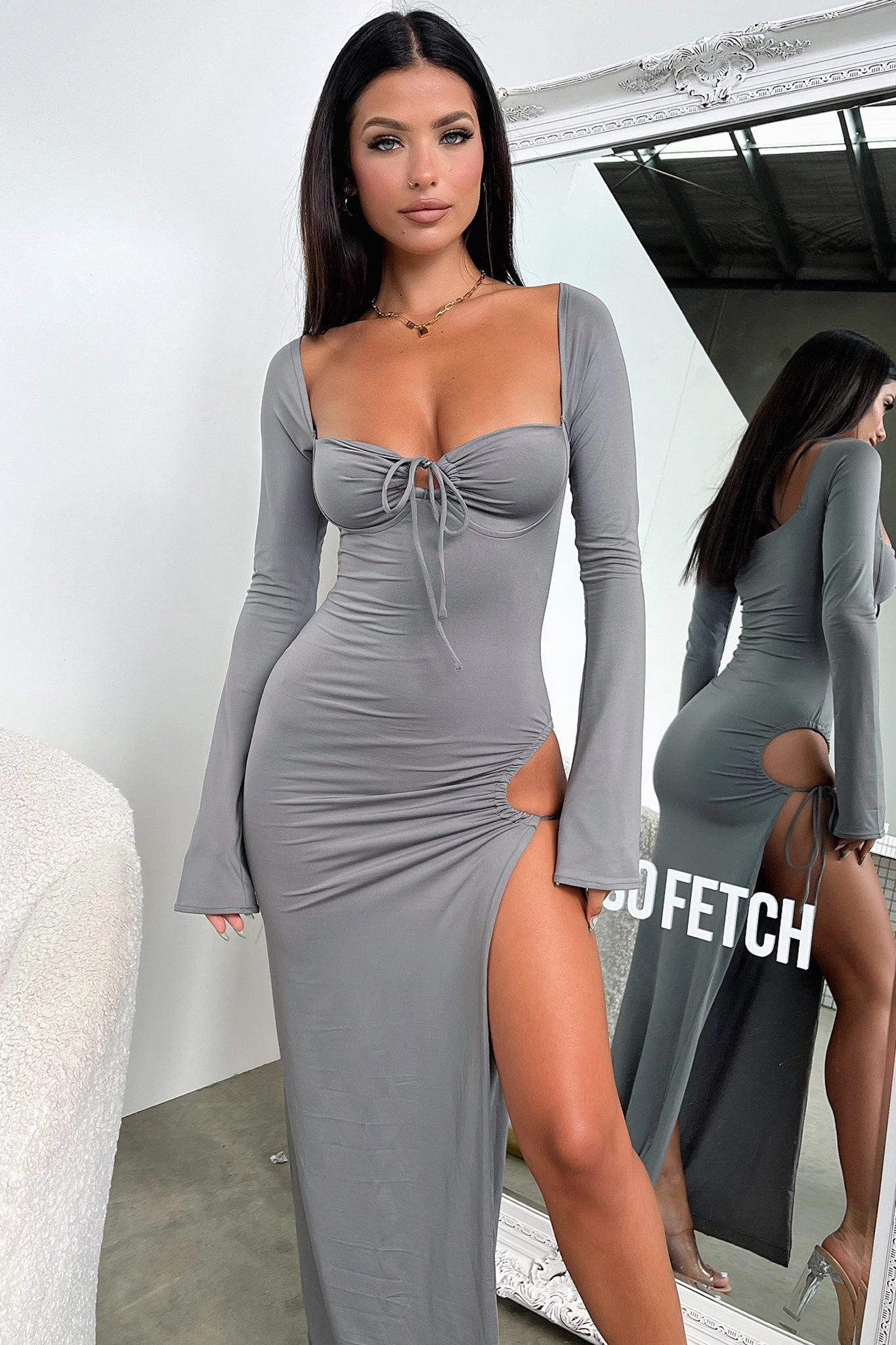Fall Outfit Capsule-Wardrobe Noor Maxi Dress - Grey