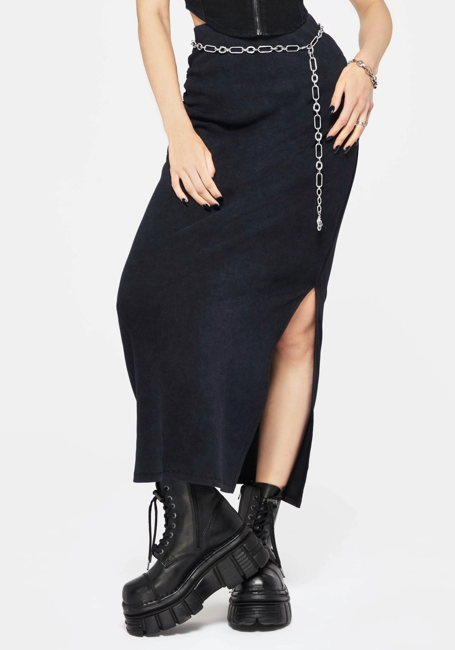 Christina Washed Rib Cotton Maxi Skirt High End Quality Polished Style