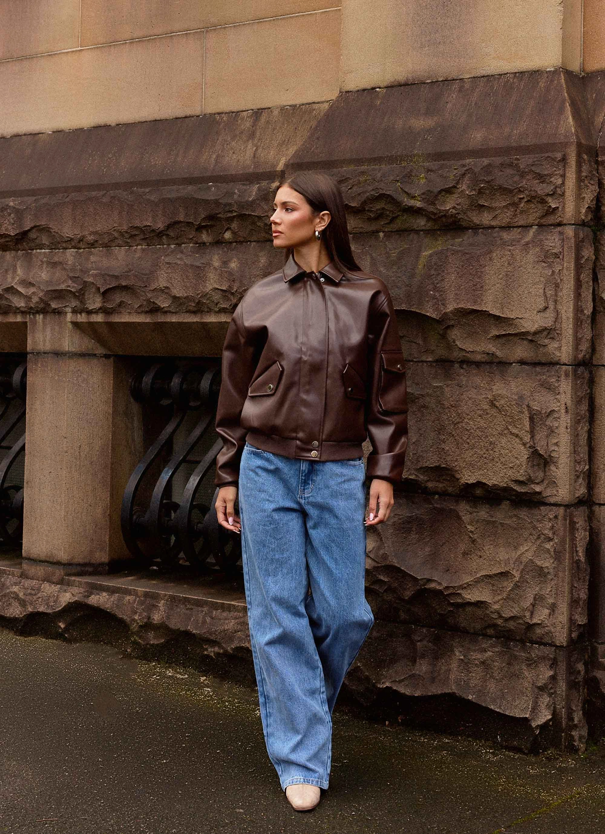 ErgonomicCut Spring Layer Indara Bomber Jacket - Chocolate