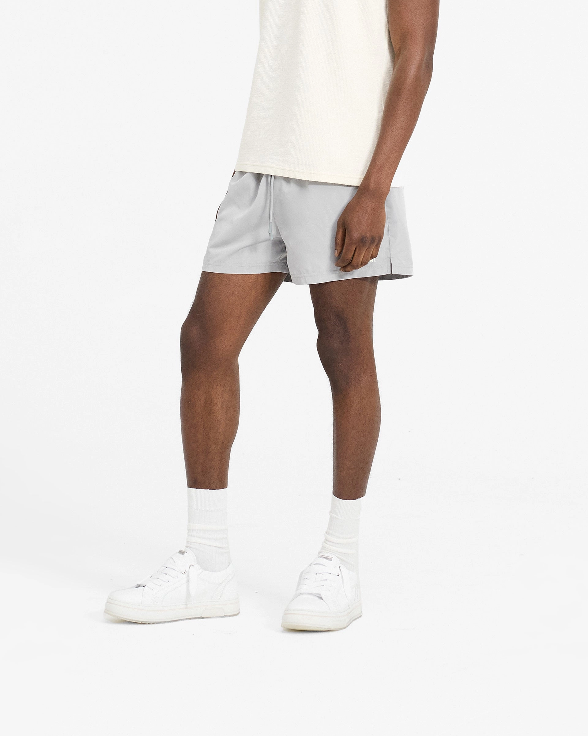Swim Shorts - Grey High Waist Wrinkle Resistant Finish