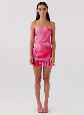 Besa Mesh Mini Dress - Neon Blush Curvy Glam