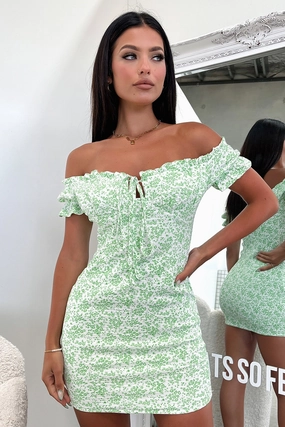 Romantic Style Maisie Dress - Green Floral