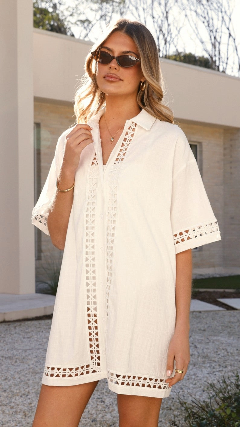 Urban Favorite Halia Mini Shirt Dress - White