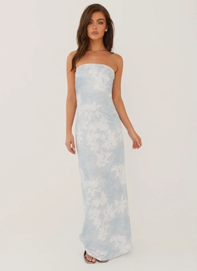 Love Me More Maxi Dress - Blue Blossom Soft Presence Subtle Elegance