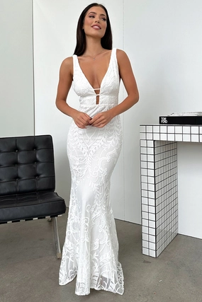 Kaia Maxi Dress - White Timeless office dress