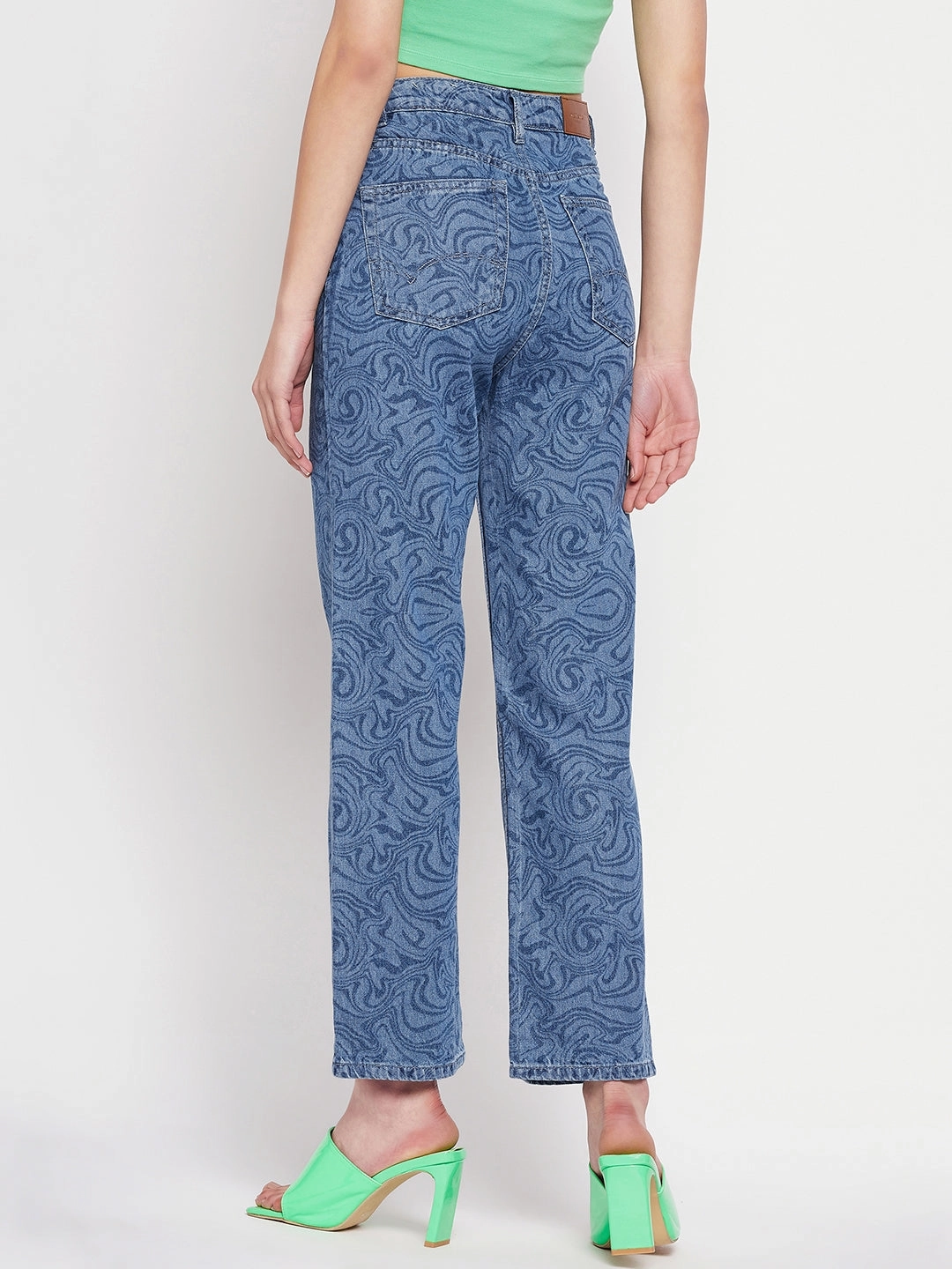 Smart Wardrobe Shape Retention Madame Blue Printed Denim
