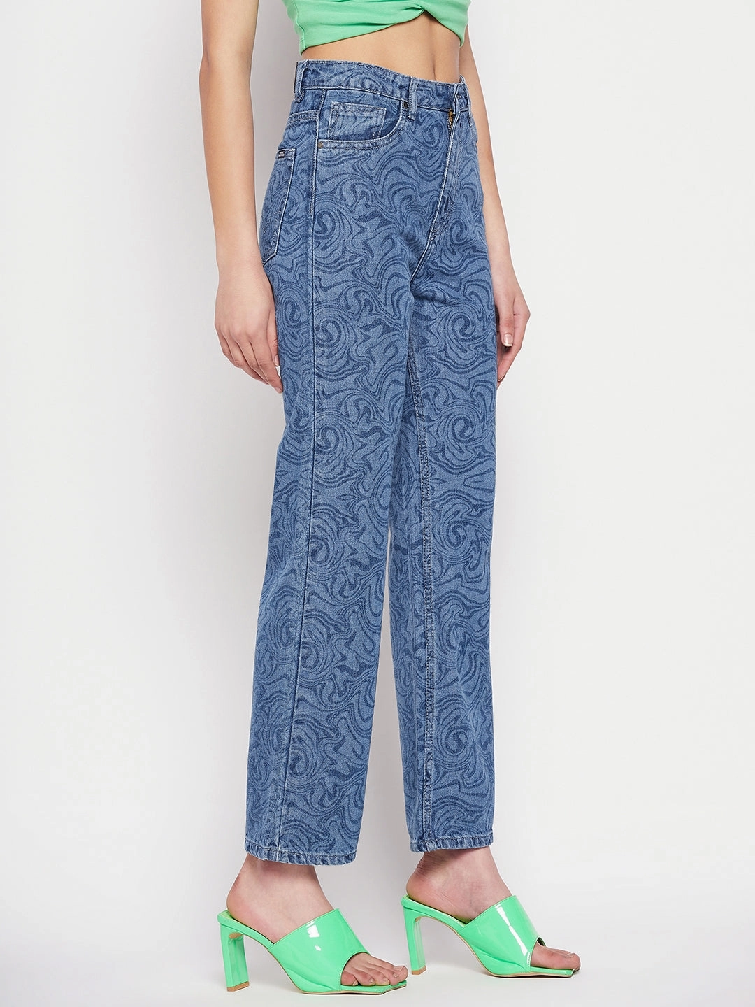 Affordable Fashion Lover Madame Blue Printed Denim