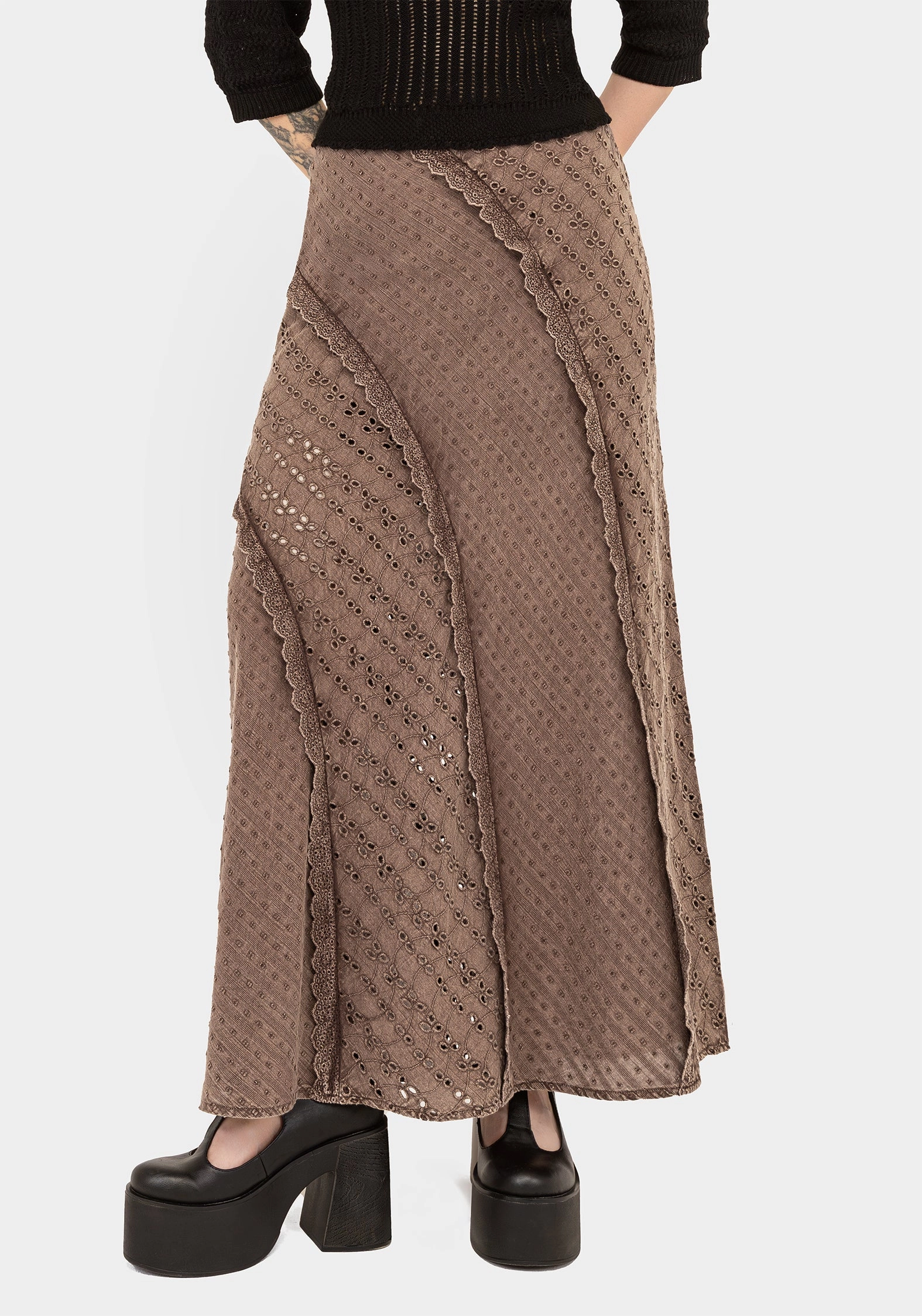 Summerisle Cotton Broderie Detail Midaxi Skirt Neat Look