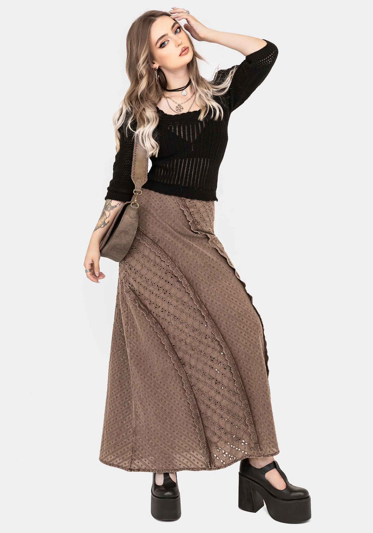 Quiet Style Style Preview Summerisle Cotton Broderie Detail Midaxi Skirt