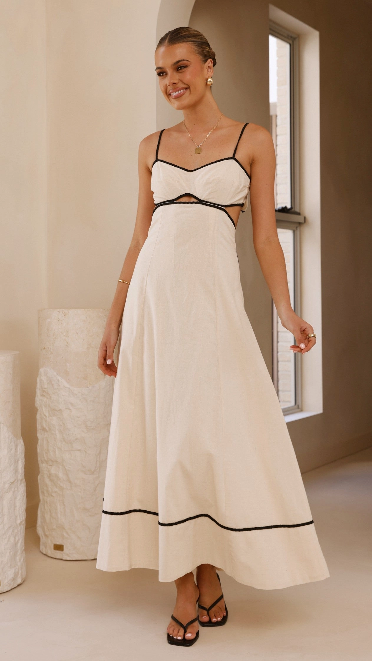 Nereda Maxi Dress - Cream Bishop-Sleeve