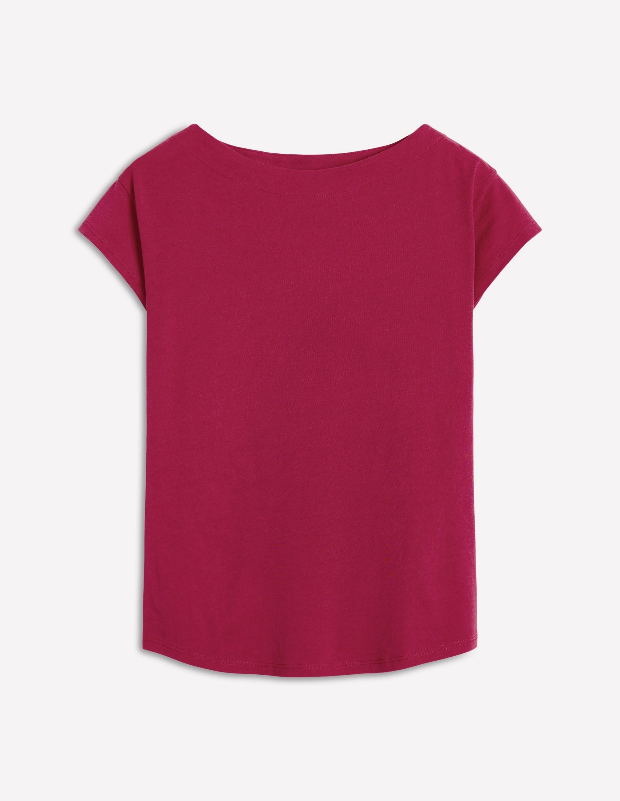 Supersoft Boat Neck T-Shirt-Burgundy Red Comfortable fit
