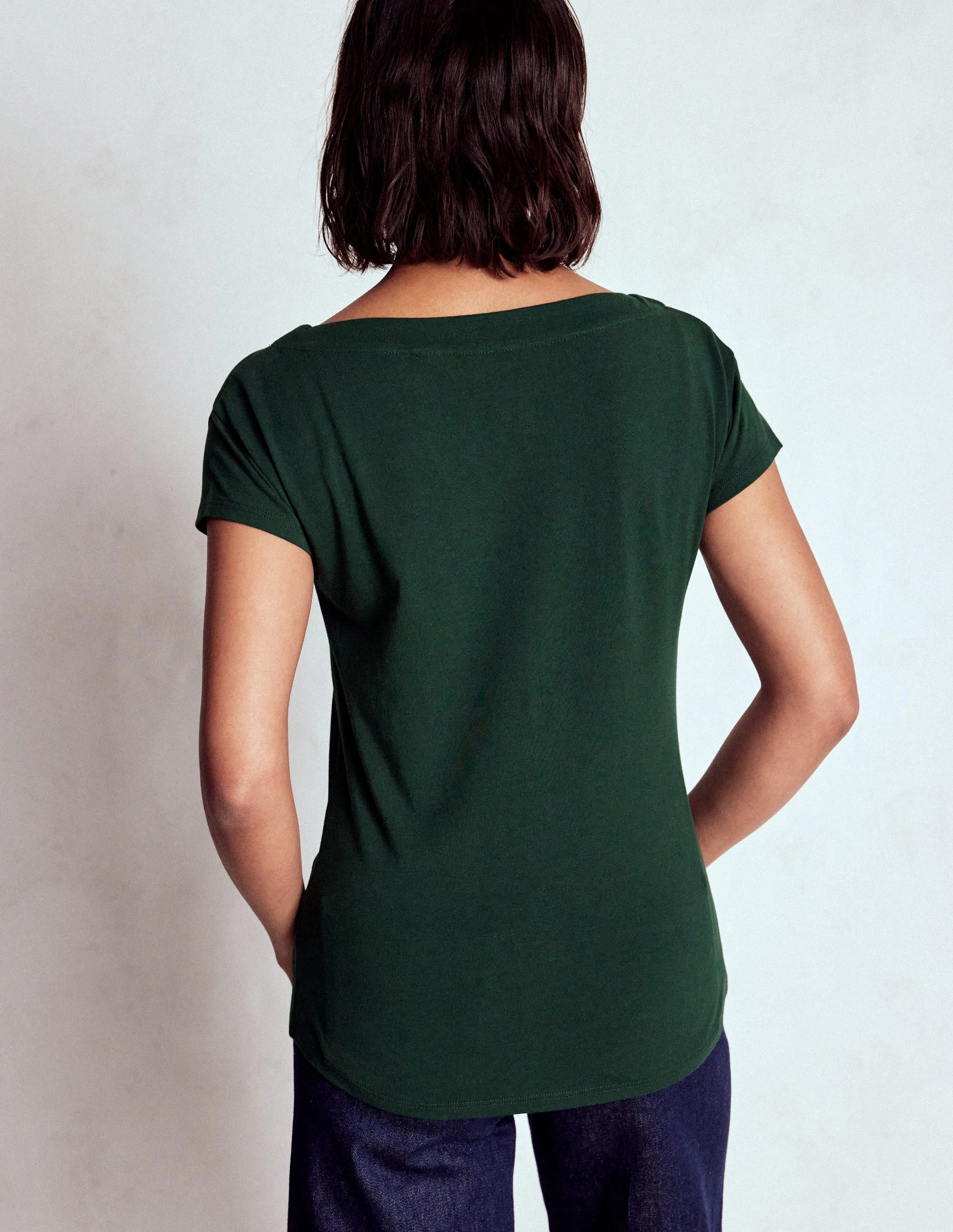 Simple Dress Supersoft Boat Neck T-Shirt-Green Pine