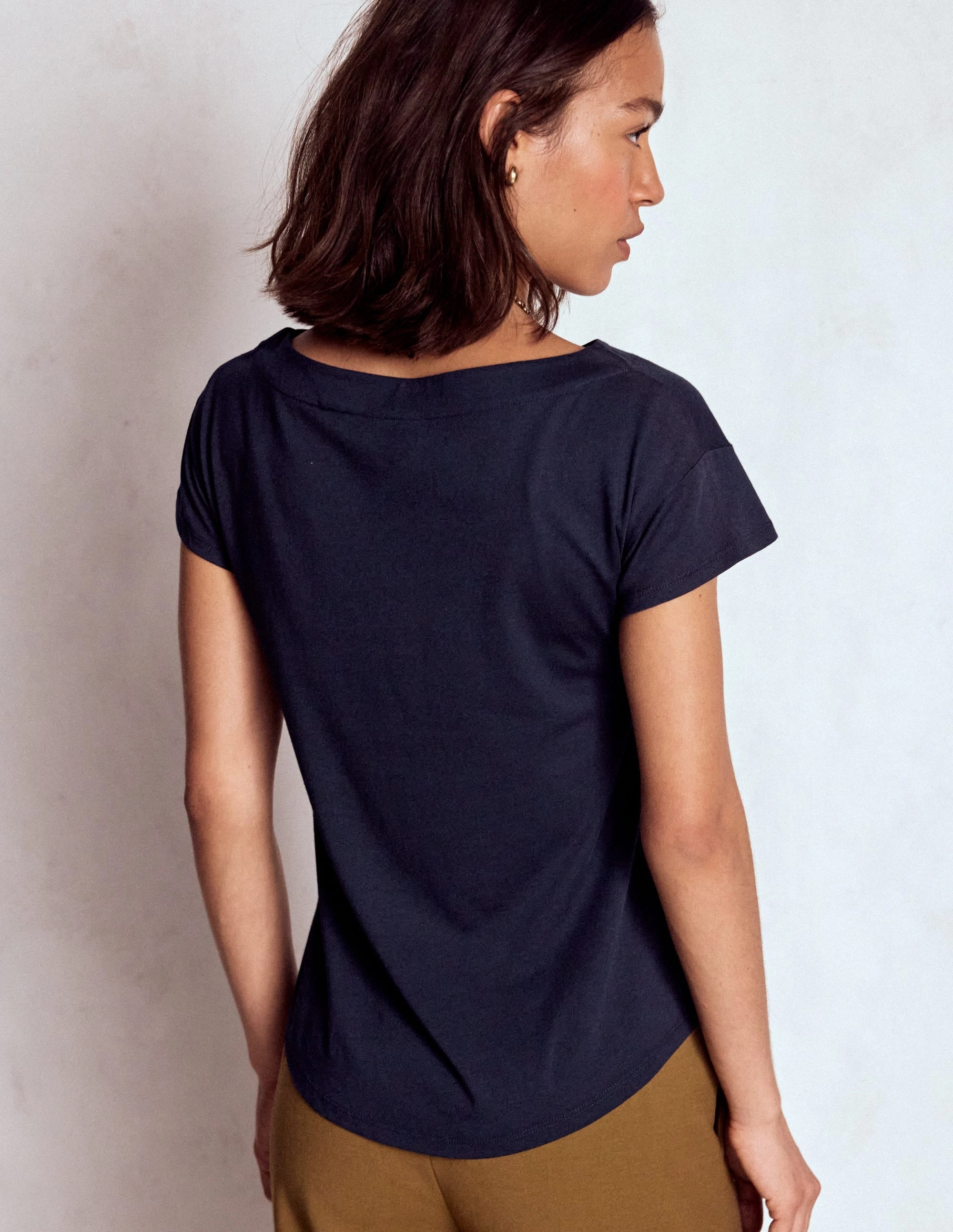 Supersoft Boat Neck T-Shirt-Navy Compression Gradient