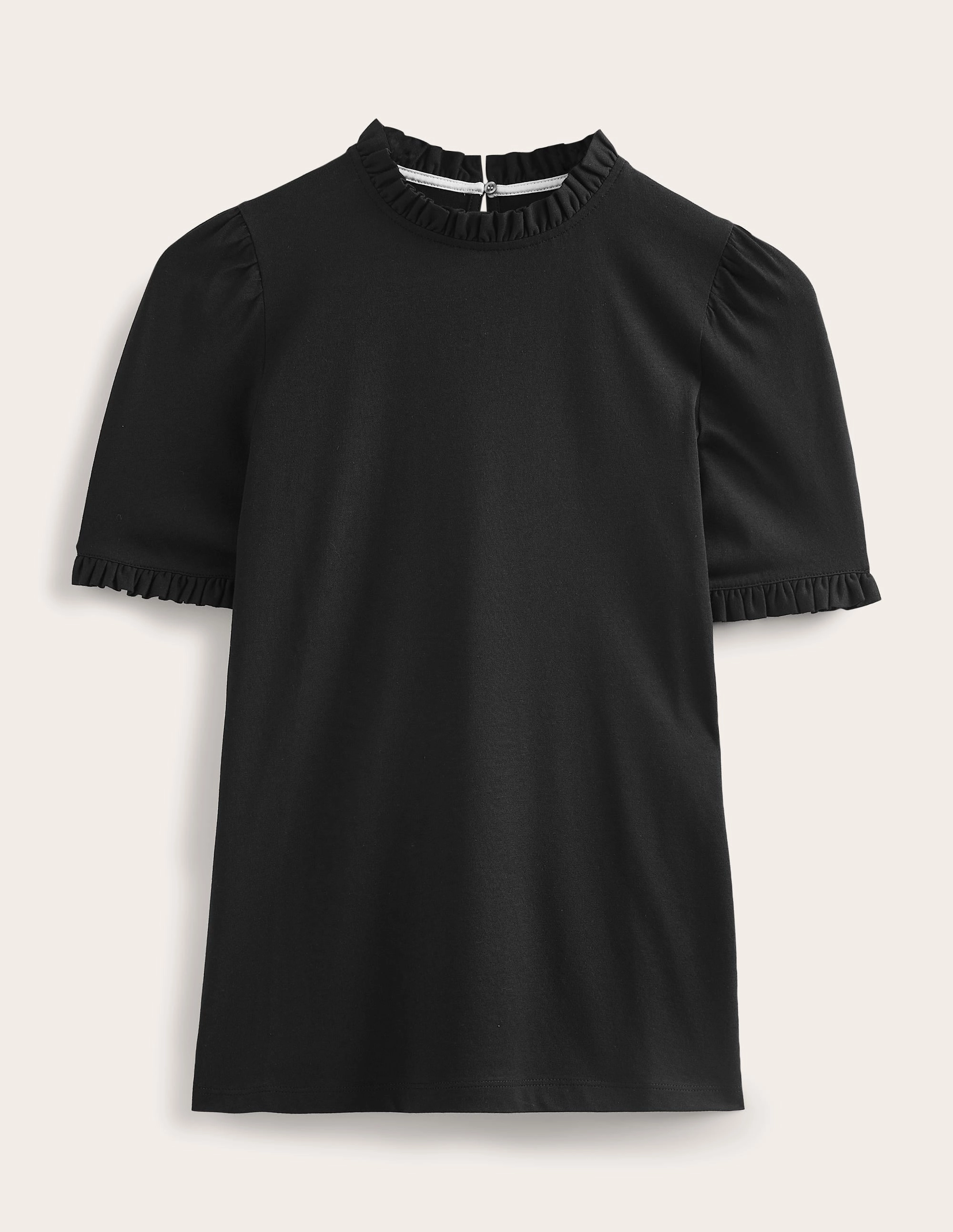 Thermal Insulation Tech Supersoft Frill Detail T-shirt-Black
