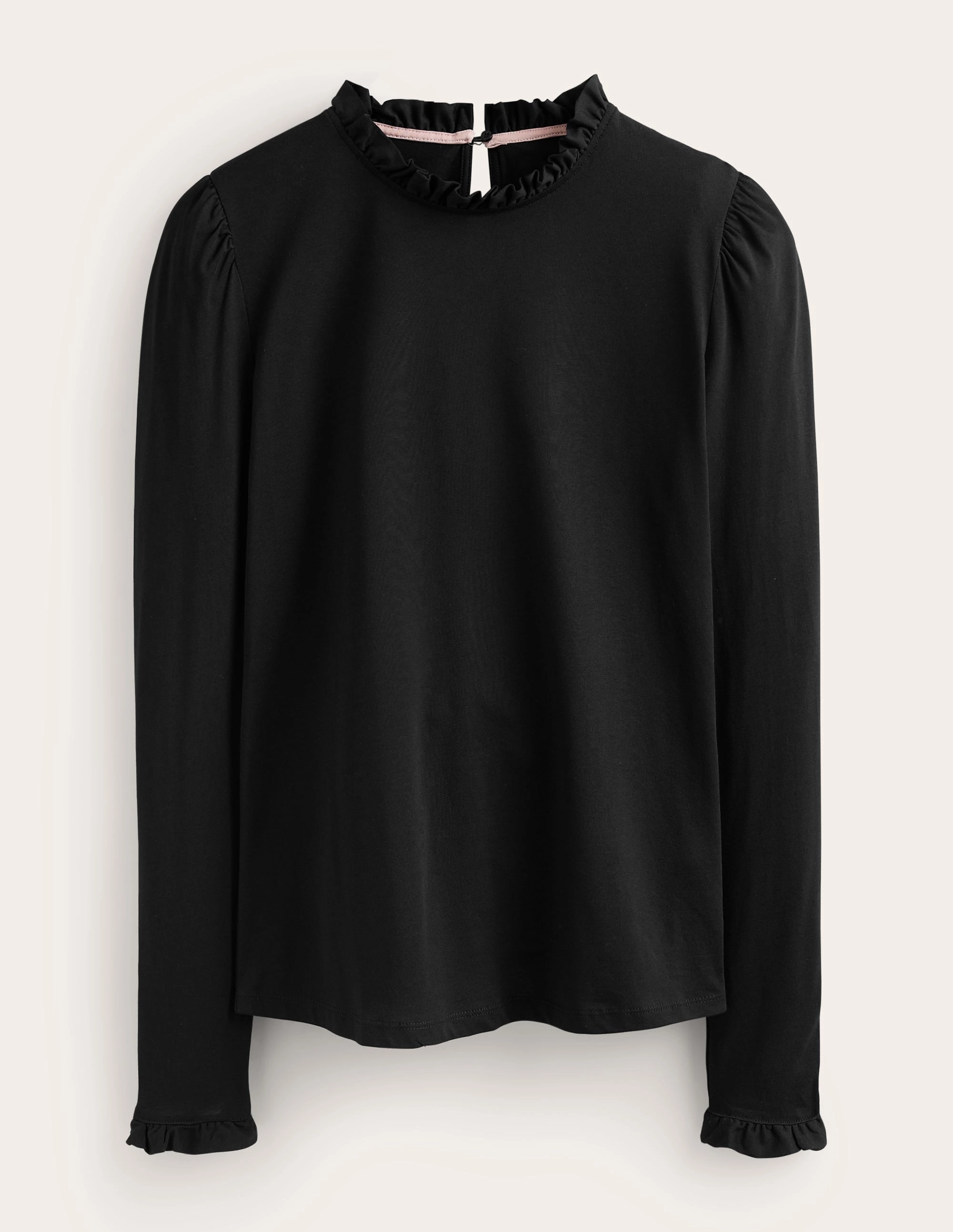 Supersoft Frill Detail Top-Black All Over Print Technique