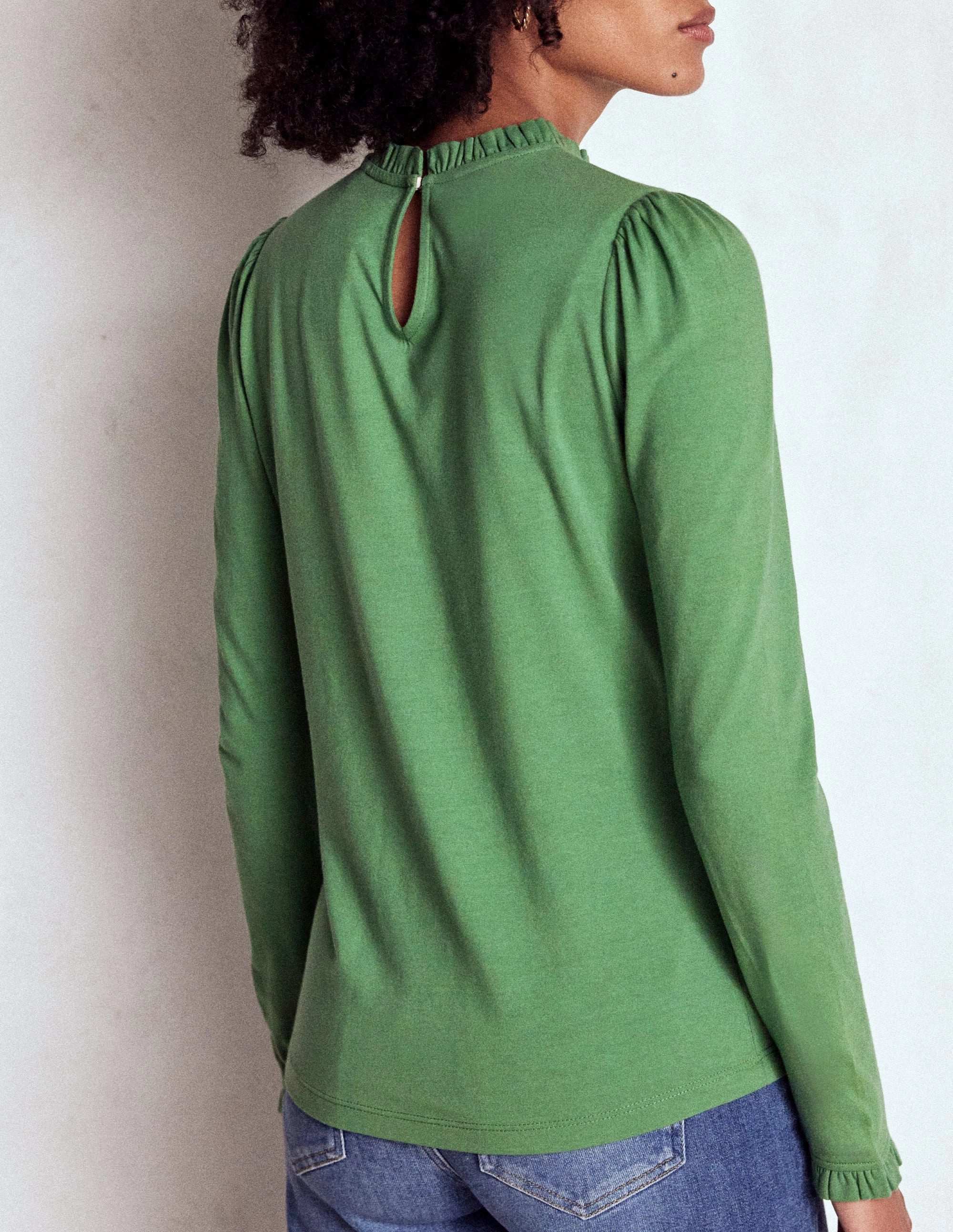 Ventilated Mesh Panels Supersoft Frill Detail Top-Newt Green