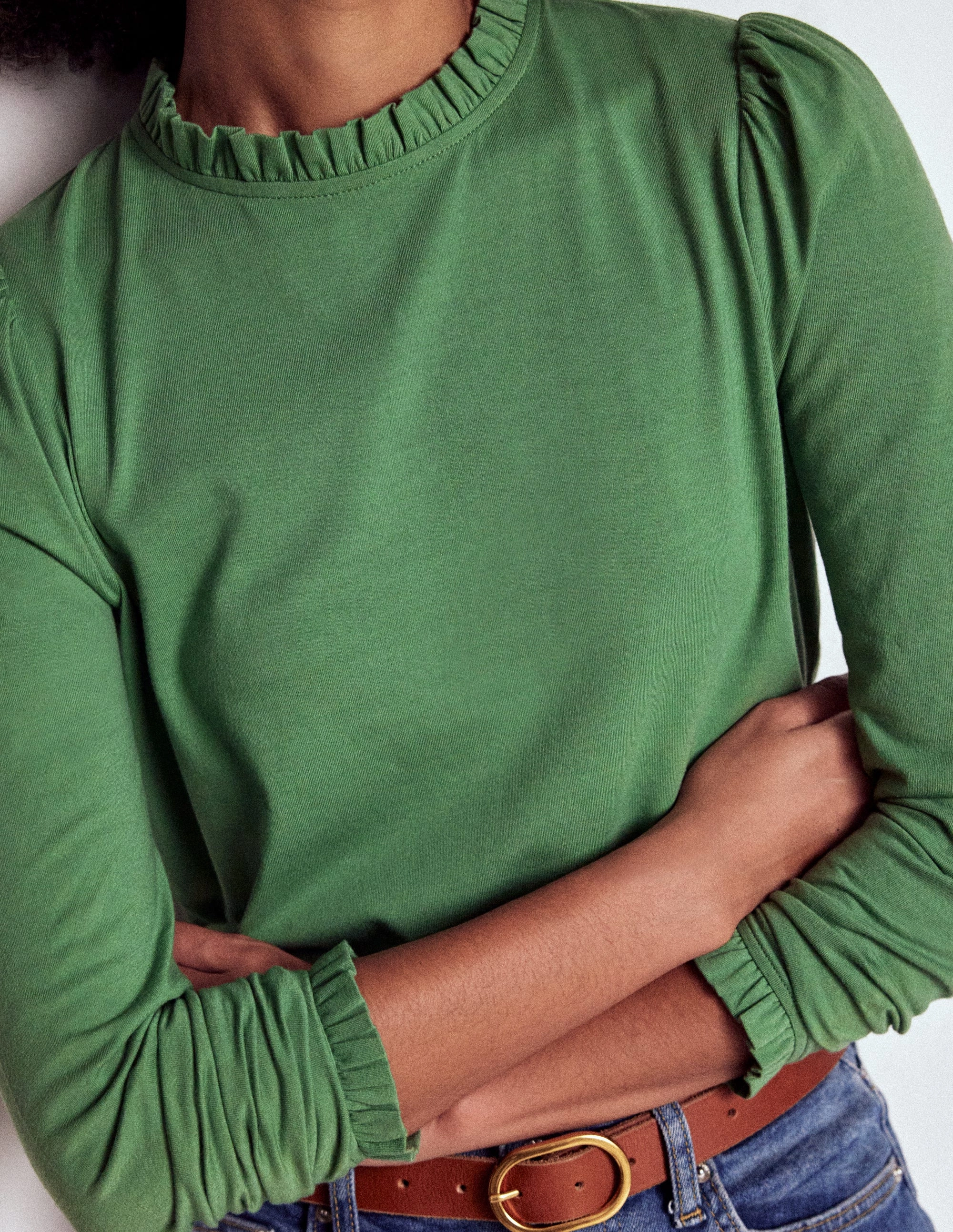 Supersoft Frill Detail Top-Newt Green FlexFoamInserts StretchFit