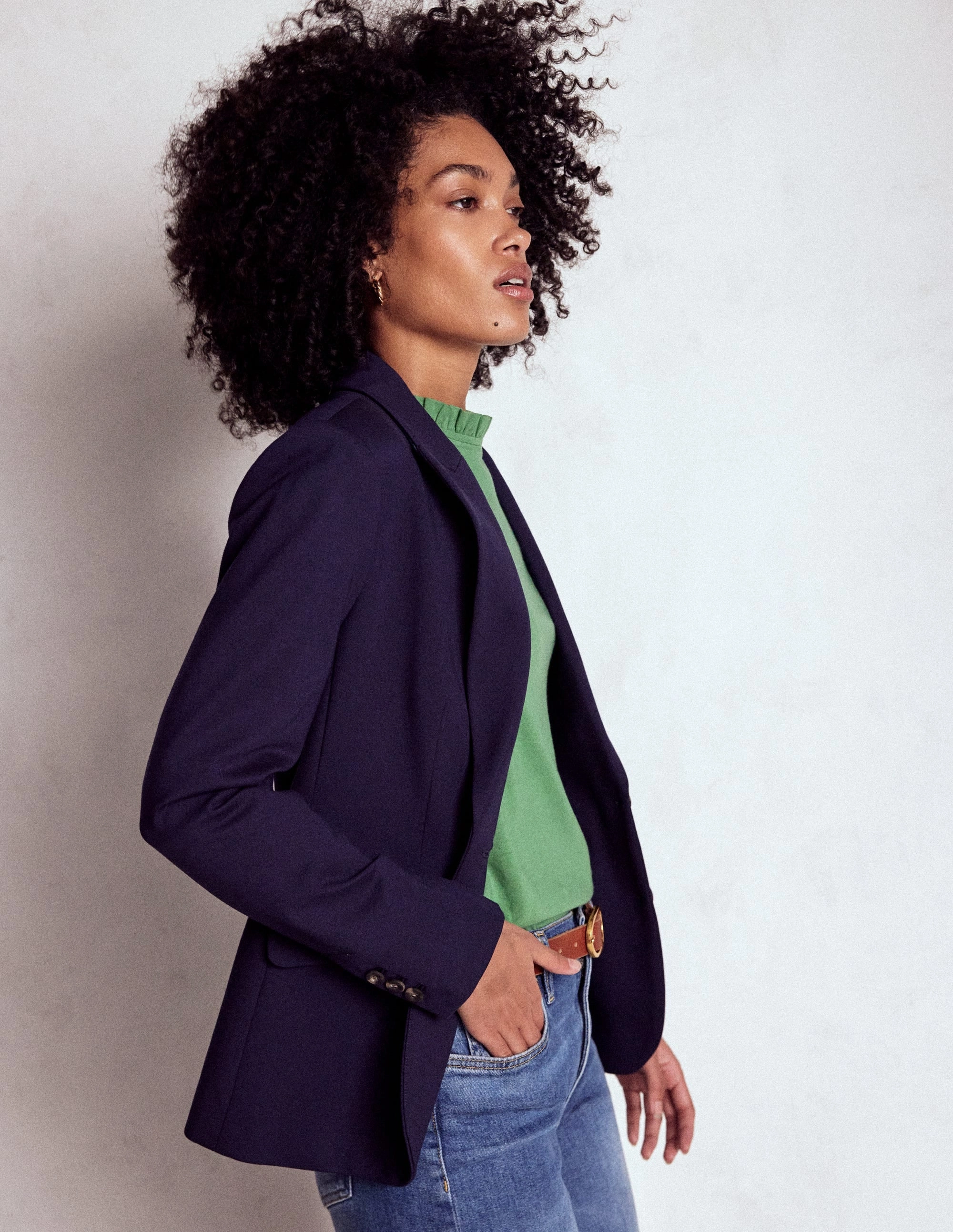 Supersoft Frill Detail Top-Newt Green ContouredPanels Garment Dyed Finish
