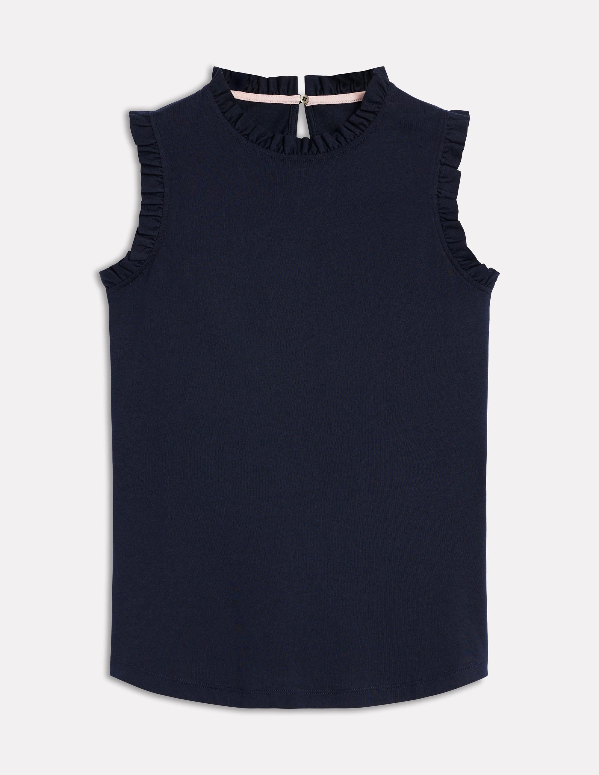 Multi Pocket Functional Design Sporty Design Supersoft Frill Detail Vest-Navy