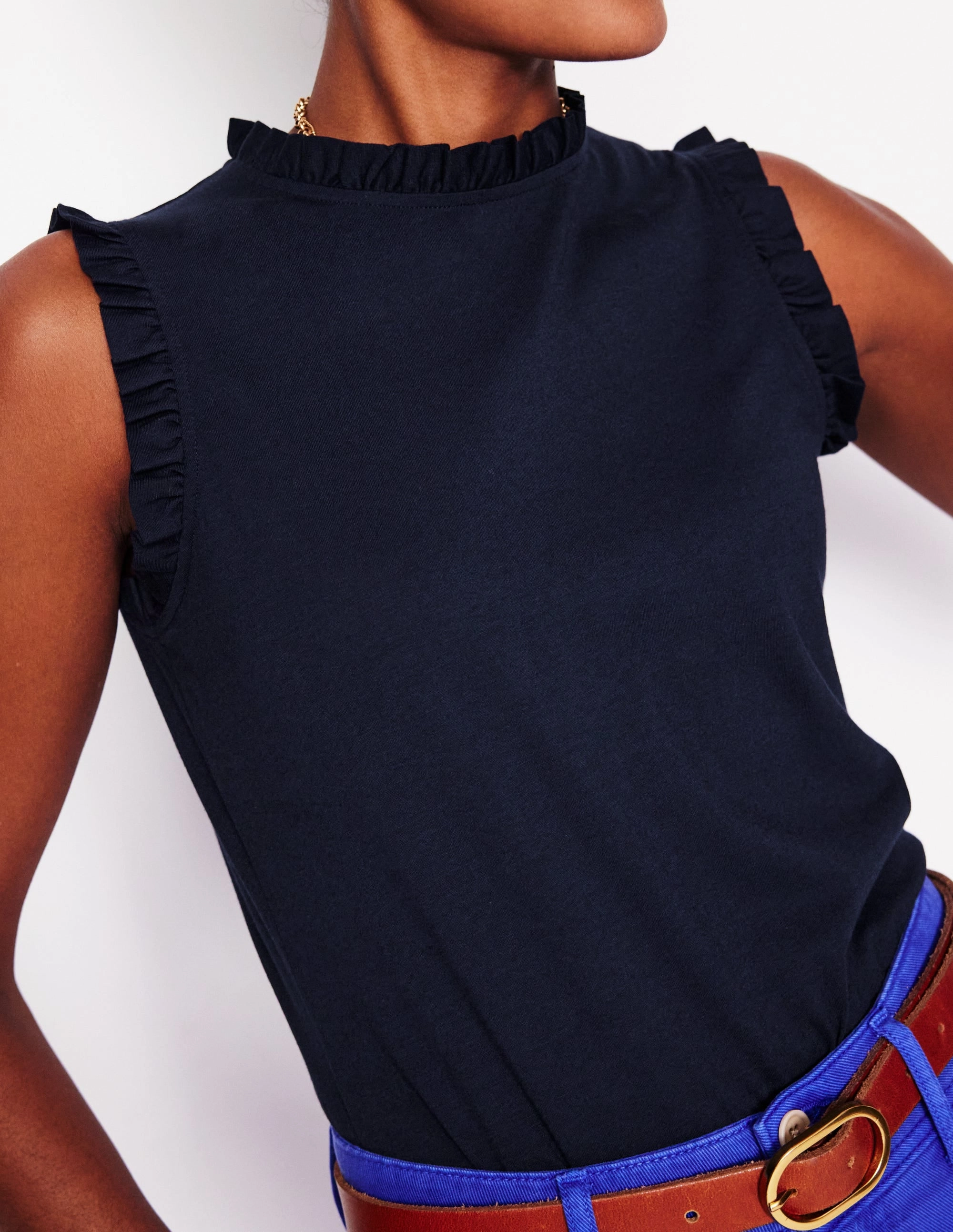 Supersoft Frill Detail Vest-Navy Breathable Hoodie